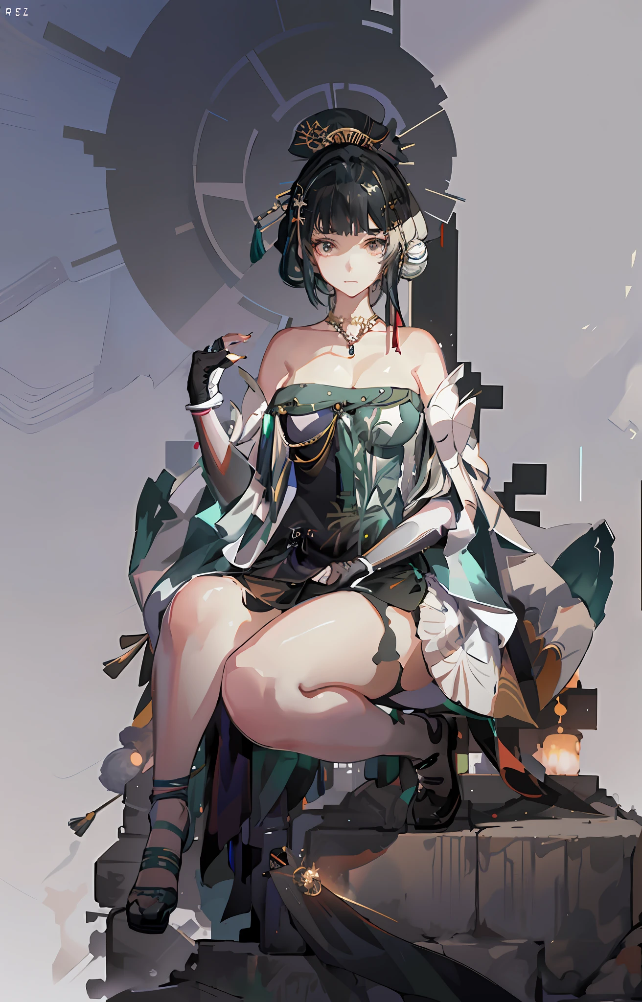anime - style woman sitting on a platform with a clock in the background, guweiz on pixiv artstation, guweiz on artstation pixiv, guweiz, artwork in the style of guweiz, best anime 4k konachan wallpaper, anime art wallpaper 8 k, digital art on pixiv, anime art wallpaper 4 k