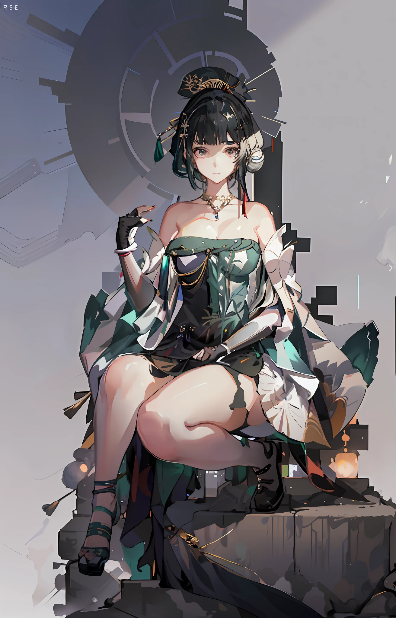anime - style woman sitting on a platform with a clock in the background, guweiz on pixiv artstation, guweiz on artstation pixiv, guweiz, artwork in the style of guweiz, best anime 4k konachan wallpaper, anime art wallpaper 8 k, digital art on pixiv, anime art wallpaper 4 k