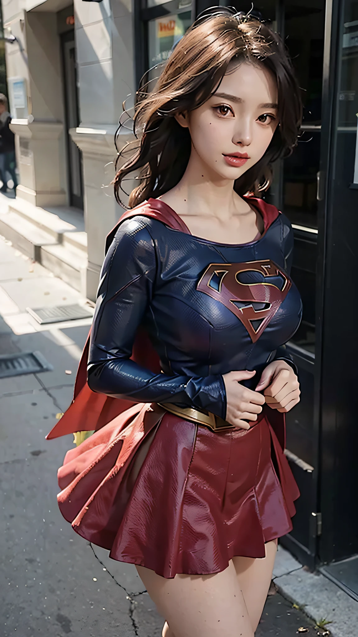 Woman body set big breasts, Supergirl costume dress