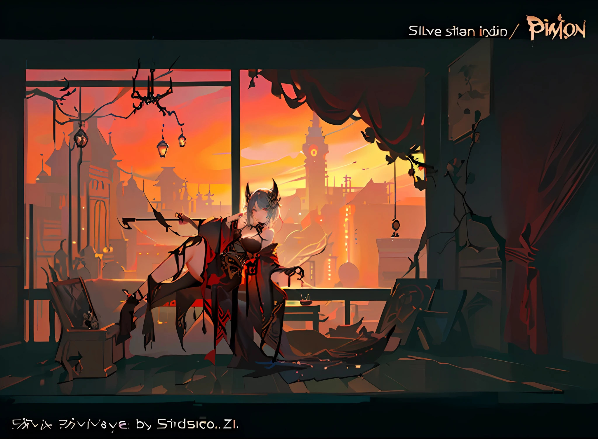 anime - style girl sitting on a couch in a room with plants, guweiz on pixiv artstation, guweiz on artstation pixiv, artwork in the style of guweiz, guweiz, fanart best artstation, trending on artstation pixiv, demon anime girl, trending on cgstation, painted in anime painter studio