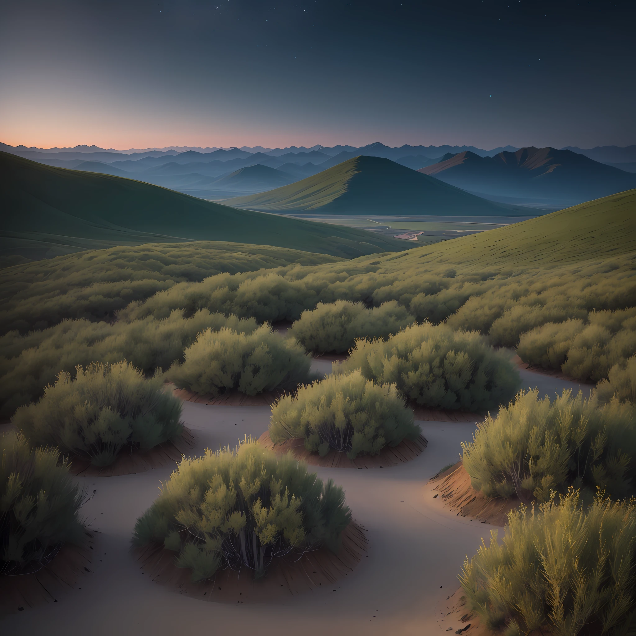 Montanhas, Scrubland,Nighg, Plains, Foothills
