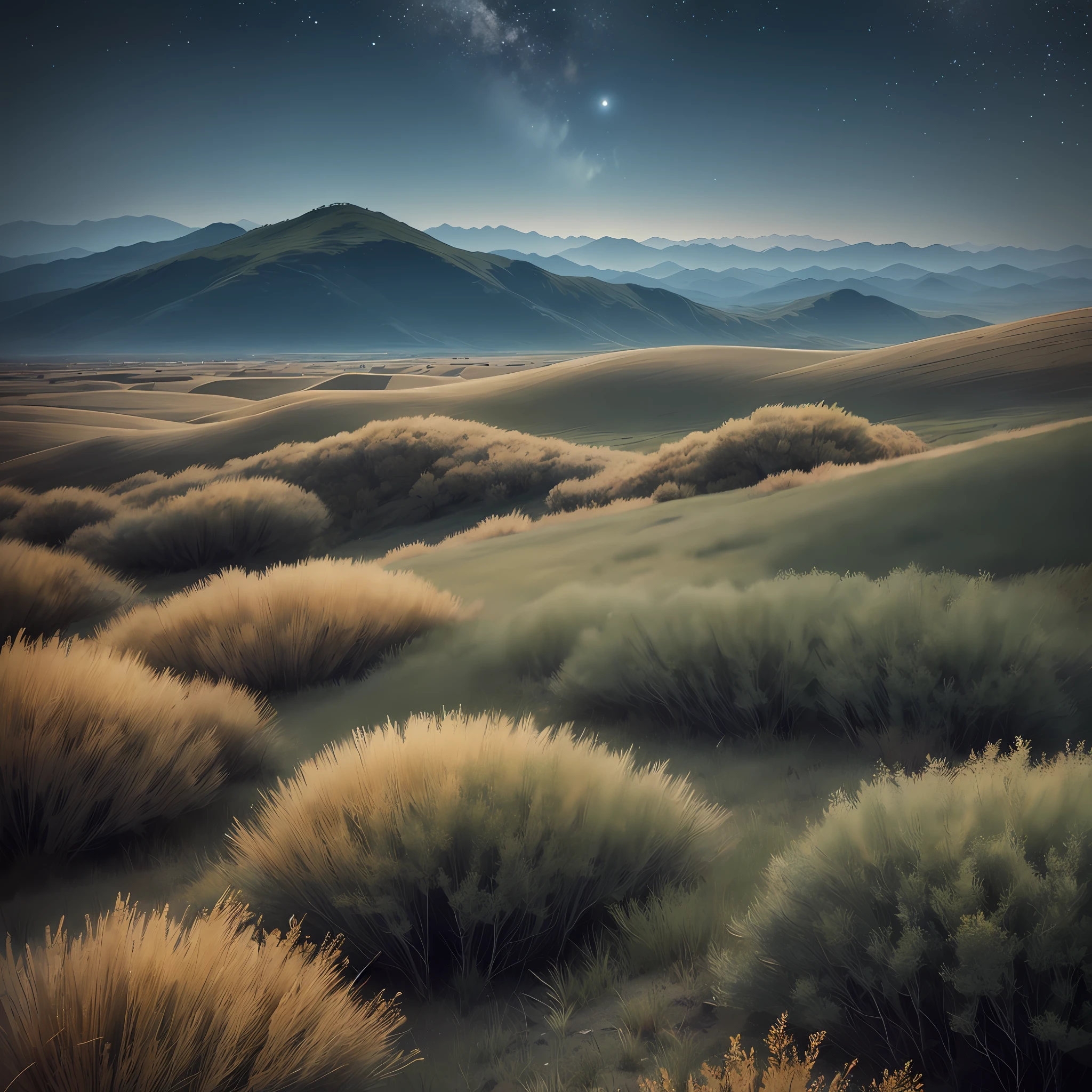 Montanhas, Scrubland,Nighg, Plains, Foothills