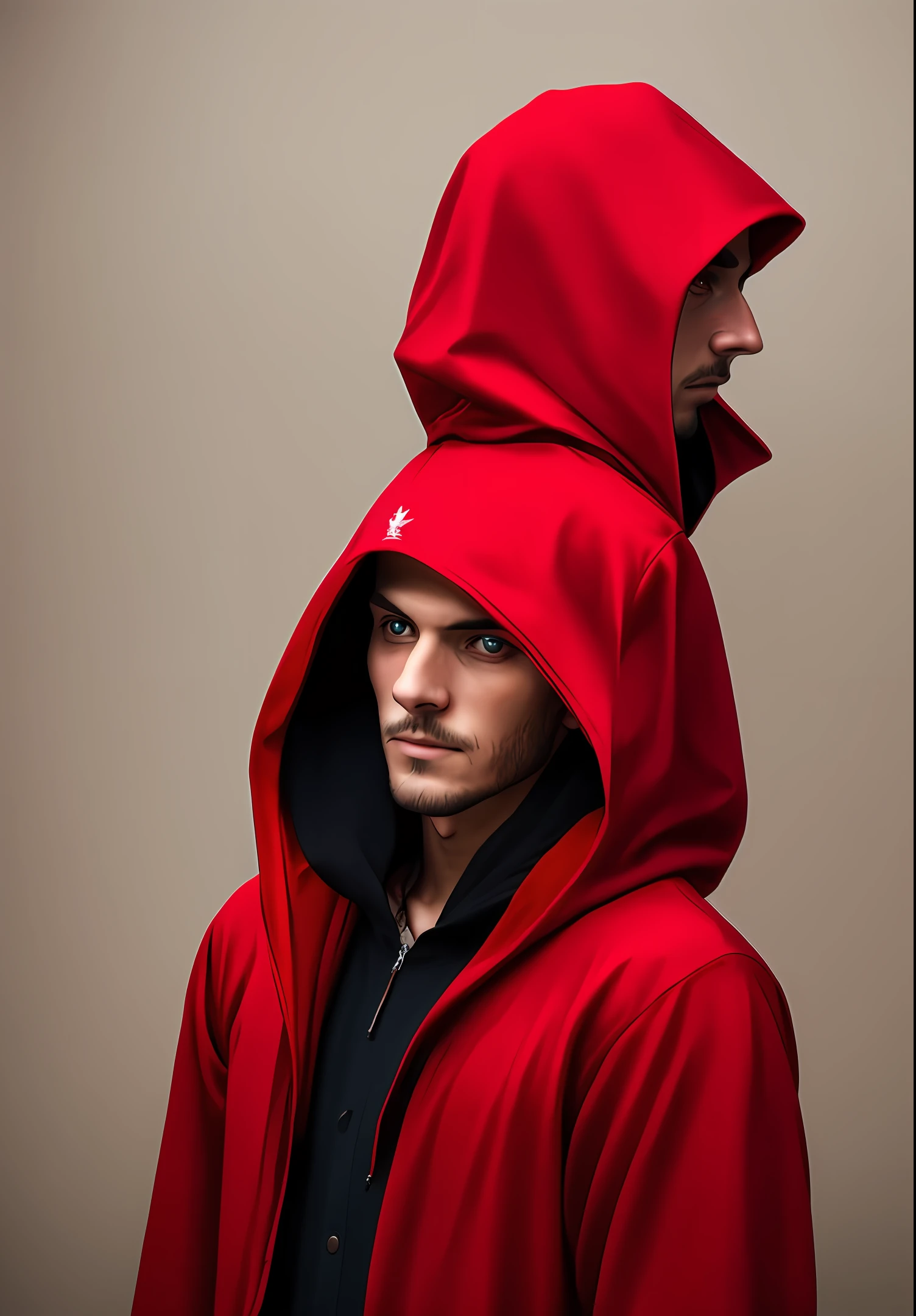 Red hooded man with bow and esepada
