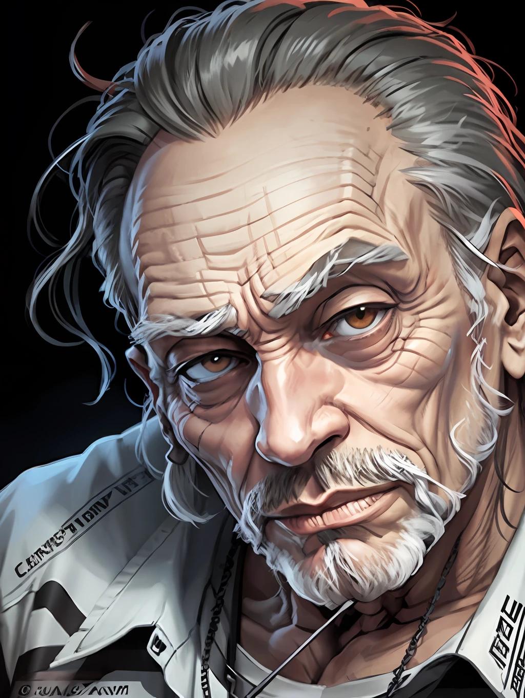 Charles Bukowski, front face, black background --auto --s2