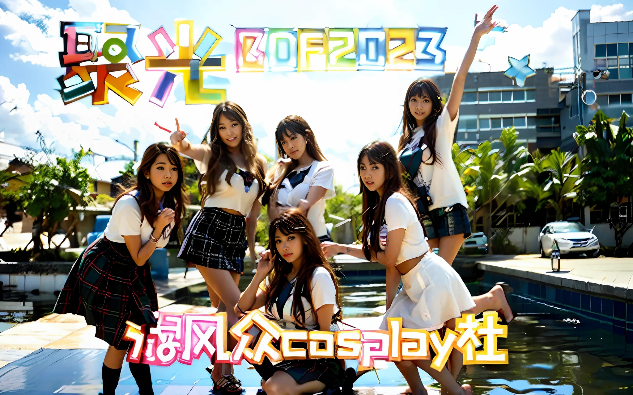 Close up of a group of girls posing for a photo