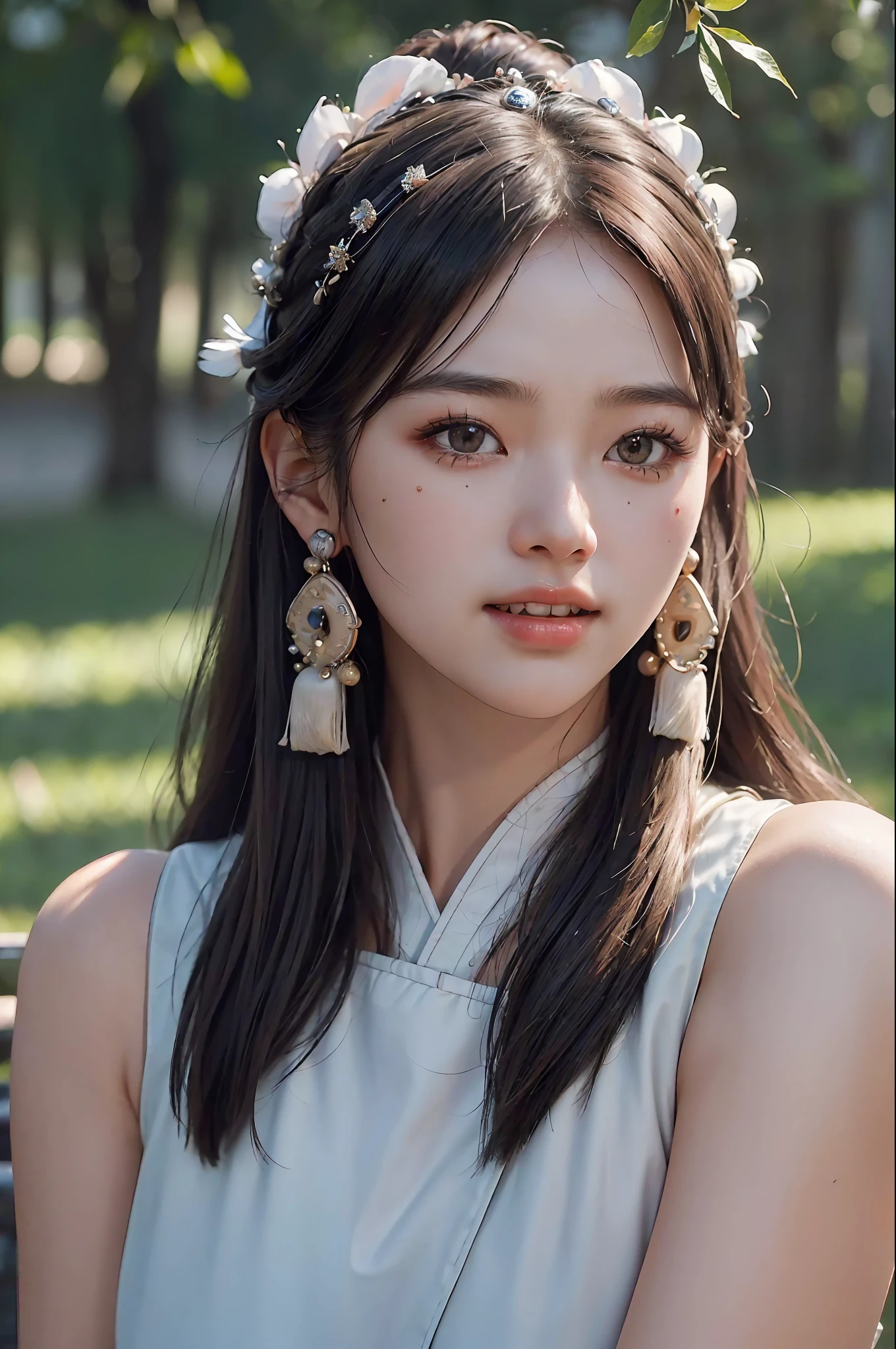 (Masterpiece, Best Quality, Beautiful Quality, Realistic, Looking at the Viewer, Detailed Lighting, Extremely Detailed Skin, Extremely Detailed Hair, Extremely Detailed Teeth, Shadows, 8K:1.2), (Photo of a Woman, 1 Girl: 1.2), Blush, Shyness, Big, Chinese Miao Costume & Headdress, Multiple Angle Shot