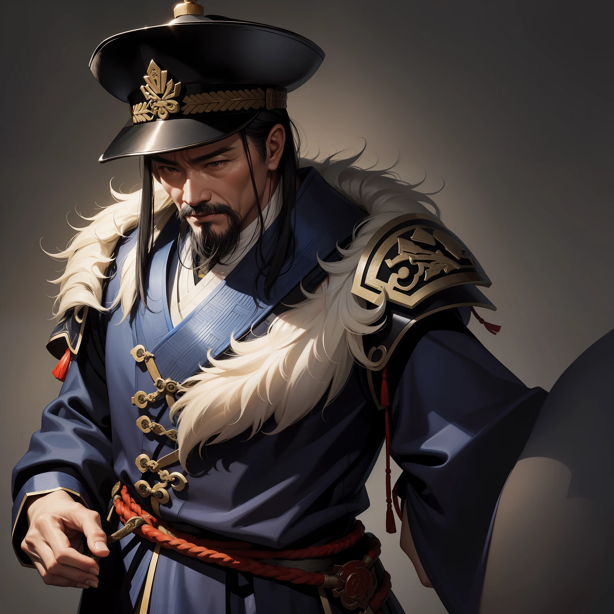 Sima qian, a chinese old man, black hair, an general, close-up, masterpiece, best quality, high quality, textured skin, anatomically correct, UHD, ccurate, HD
