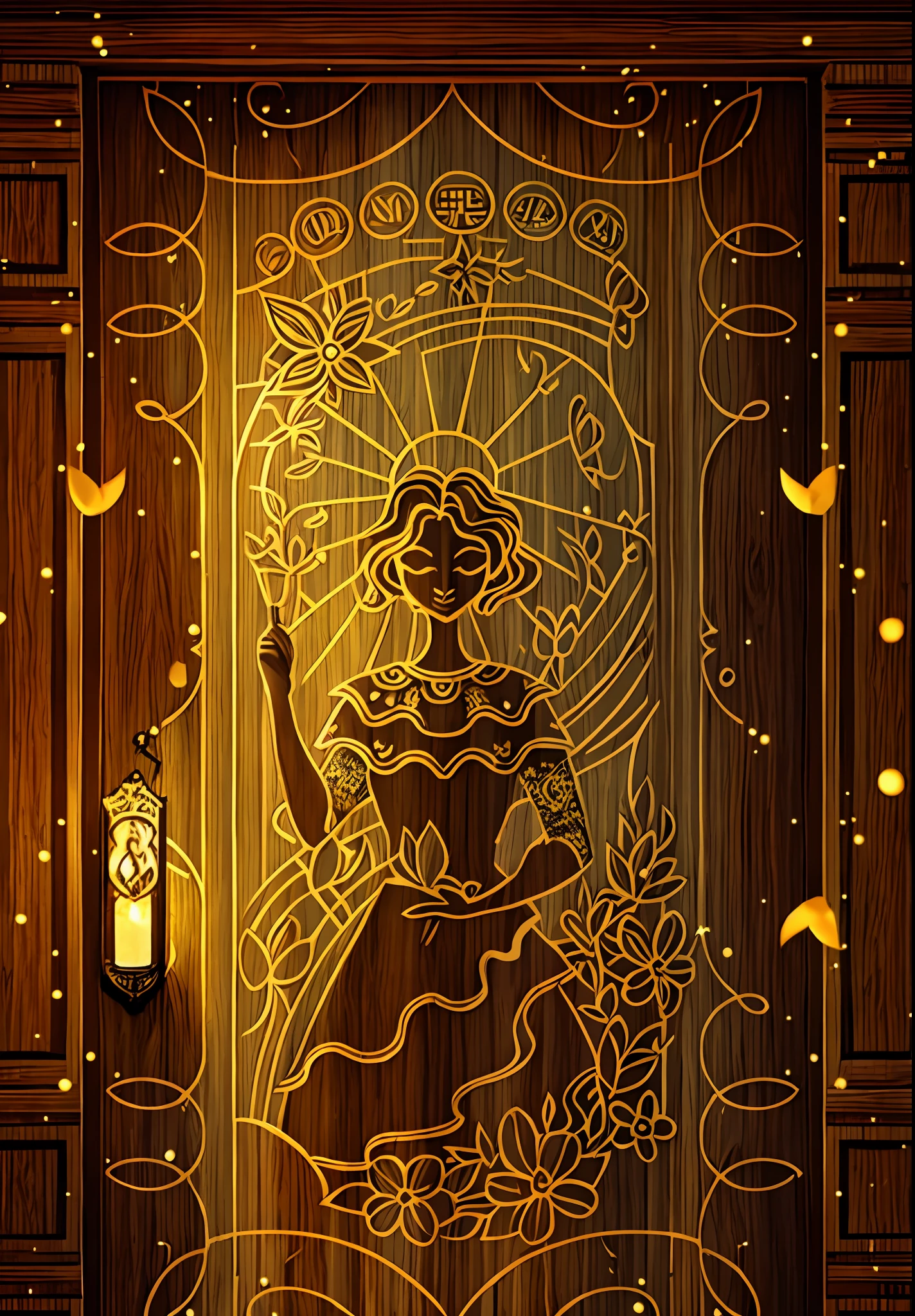 there is a wooden door with a carved design on it, high detailed + tarot card, tarot card design, tarot card art, tarot design, tarot card background, tarot card style, tarot card enviroment, tarot art, art nouveau tarot style, complex tarot card background, [ tarot card ]!!!!!, old-fashioned tarot card, tarot card, symmetrical tarot illustration