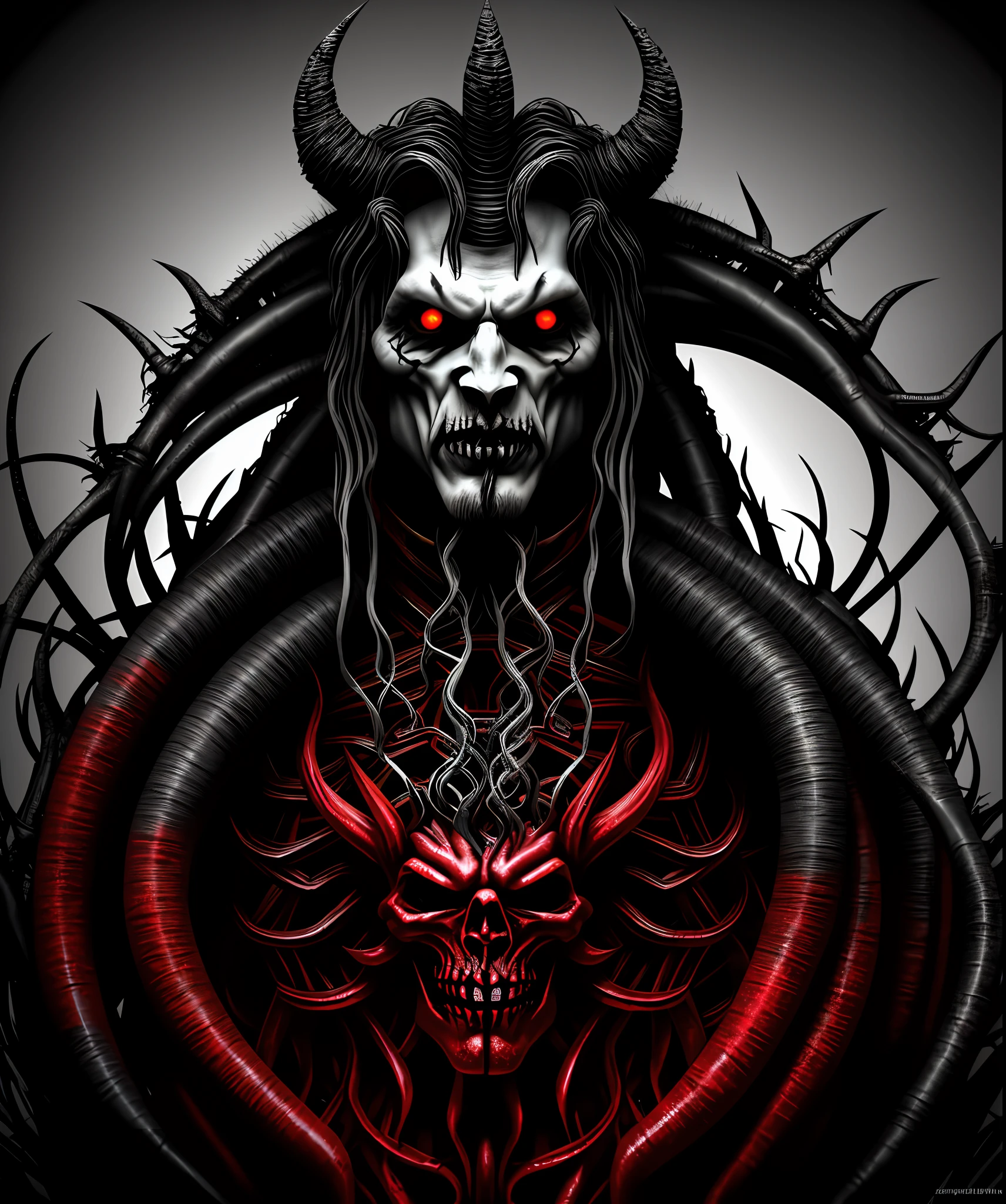 Prince of Hell, Azazel, horror art, dread, 8k unit wallpaper, (((3D))), real engine, ultra detailed, beautiful and aesthetic, masterpiece, best quality (zentangle, tangled, tangled: 0.5)