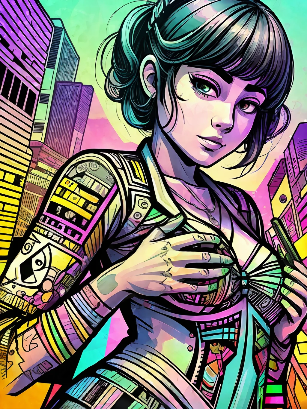 Create a plug musical style art with lots of drugs and women with the character looking like me using boboujaco and a gun --auto --s2