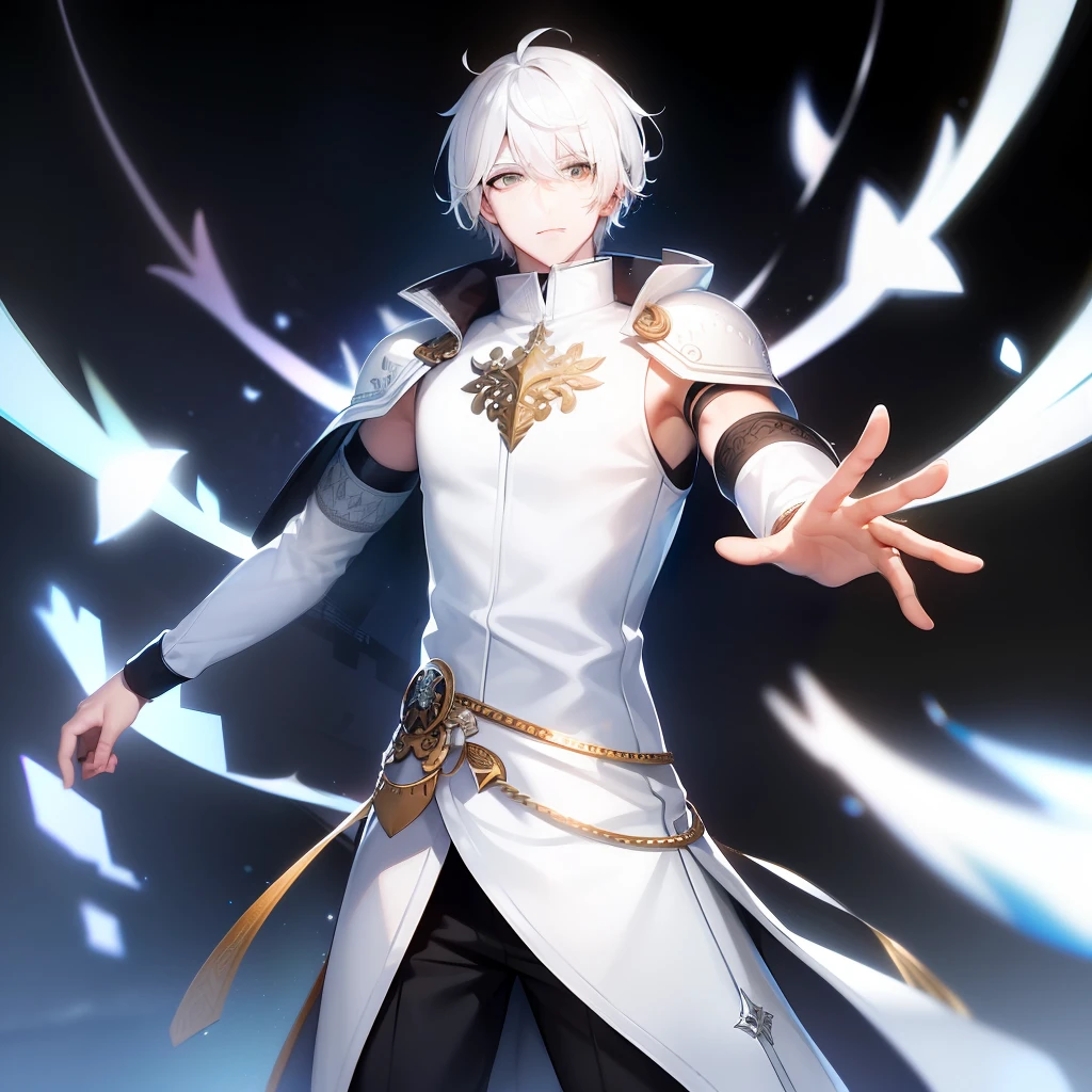 (Man) (white eyes) (white skin) (standing almost hunched over) (using the palm of his hand to beat) (good quality)