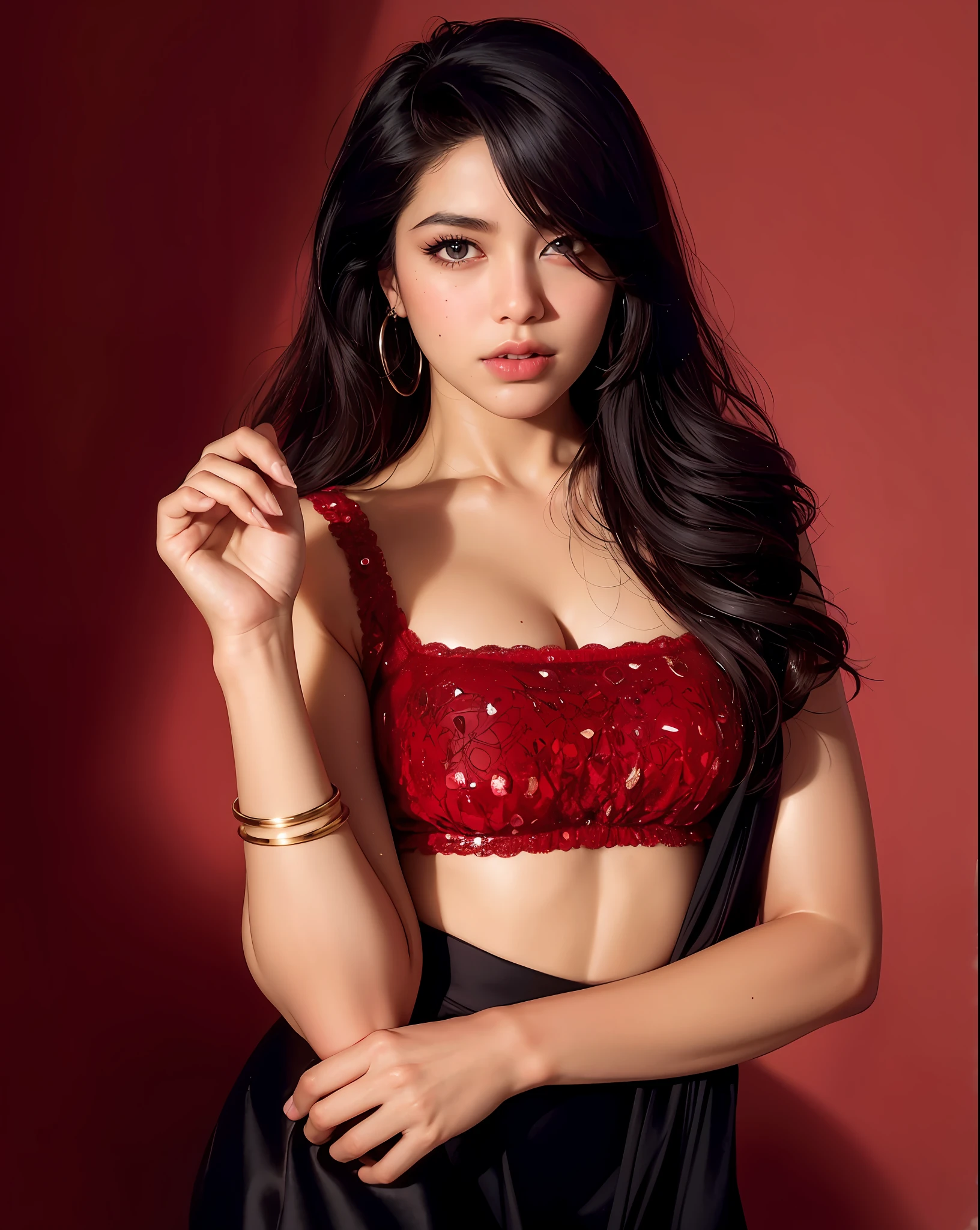 Black hair bob, (8k, RAW photo, photorealistic: 1.25), (very lip gloss, eyelashes, watery eyes, highest quality, ultra high resolution, depth of field, chromatic aberration, caustics, wide light, natural color , Japanese, female in her 30s) angry, staring at viewer, necklace, choker, whole body, big breasts, mole on chest, white liquid on chest, bare legs, bra, no panties