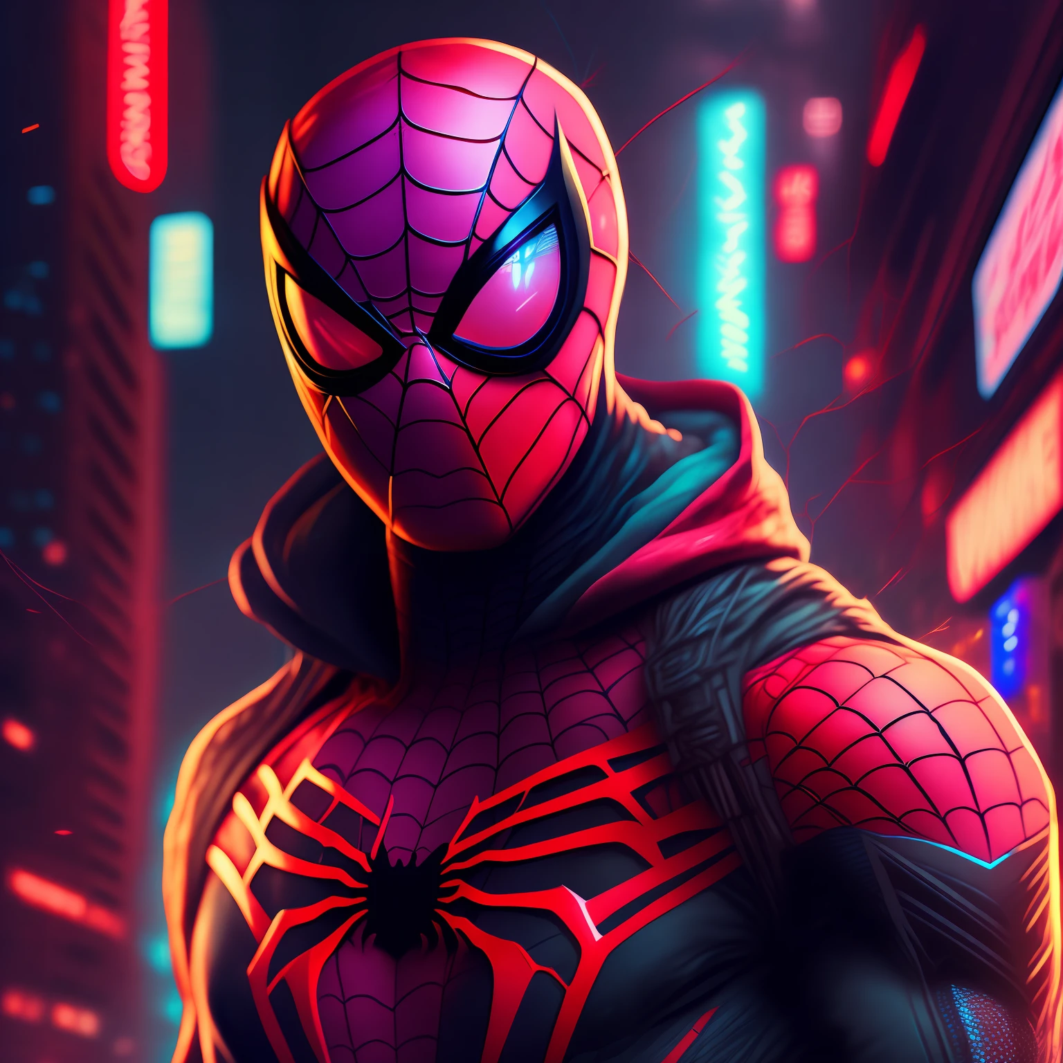 Spider man,Cyberpunk,8k.