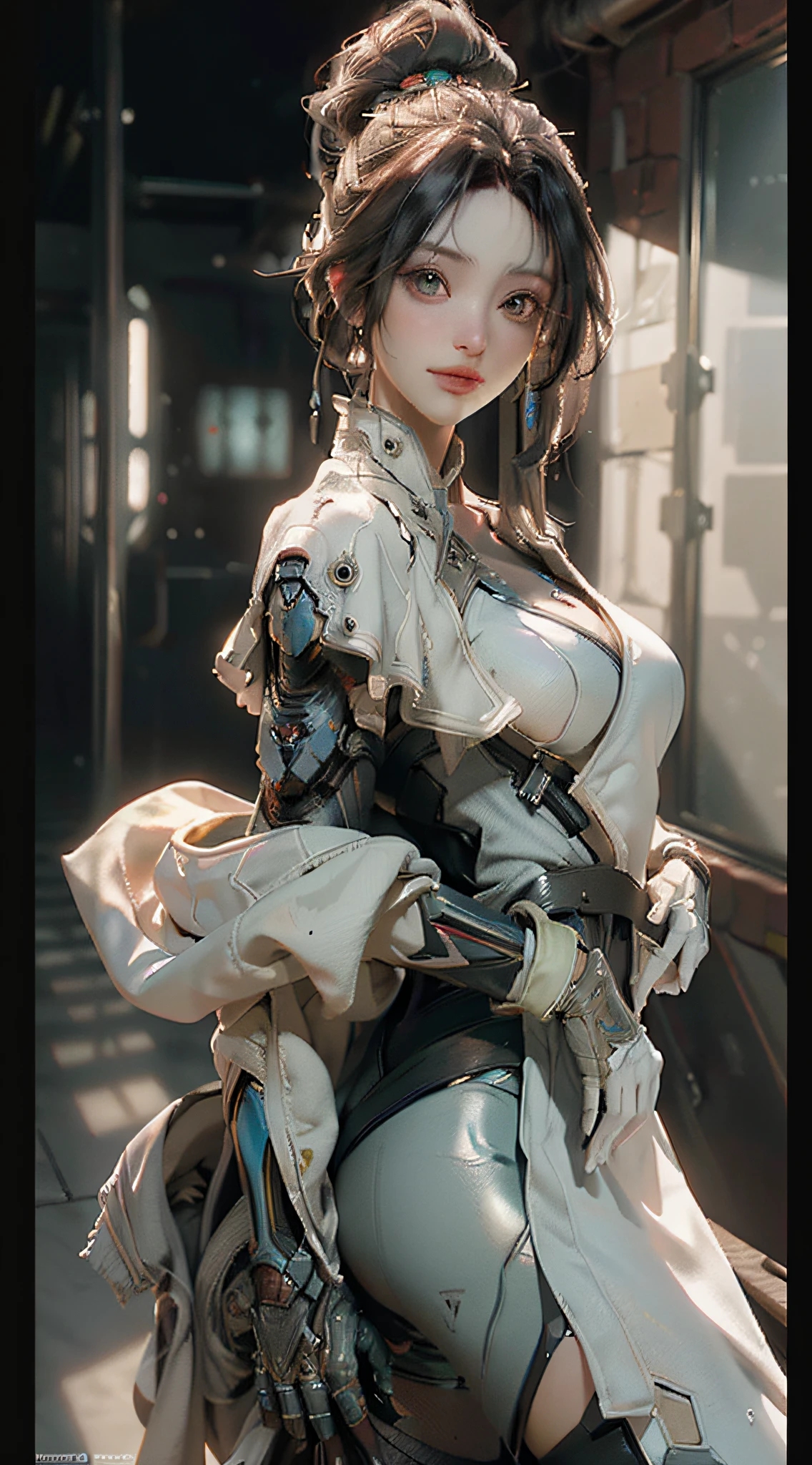 ((Best quality)), ((masterpiece)), (detailed:1.4), 3D, an image of a beautiful cyberpunk female,HDR (High Dynamic Range),Ray Tracing,NVIDIA RTX,Super-Resolution,Unreal 5,Subsurface scattering,PBR Texturing,Post-processing,Anisotropic Filtering,Depth-of-field,Maximum clarity and sharpness,Multi-layered textures,Albedo and Specular maps,Surface shading,Accurate simulation of light-material interaction,Perfect proportions,Octane Render,Two-tone lighting,Wide aperture,Low ISO,White balance,Rule of thirds,8K RAW,