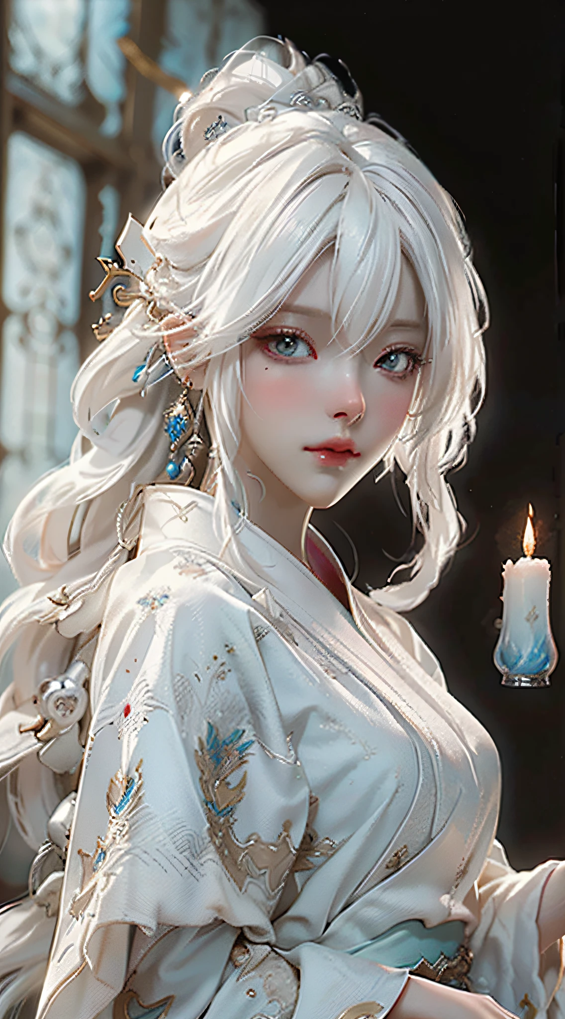 a close up of a woman with white hair and a white mask, beautiful character painting, guweiz, artwork in the style of guweiz, white haired deity, by Yang J, epic exquisite character art, stunning character art, by Fan Qi, by Wuzhun Shifan, guweiz on pixiv artstation