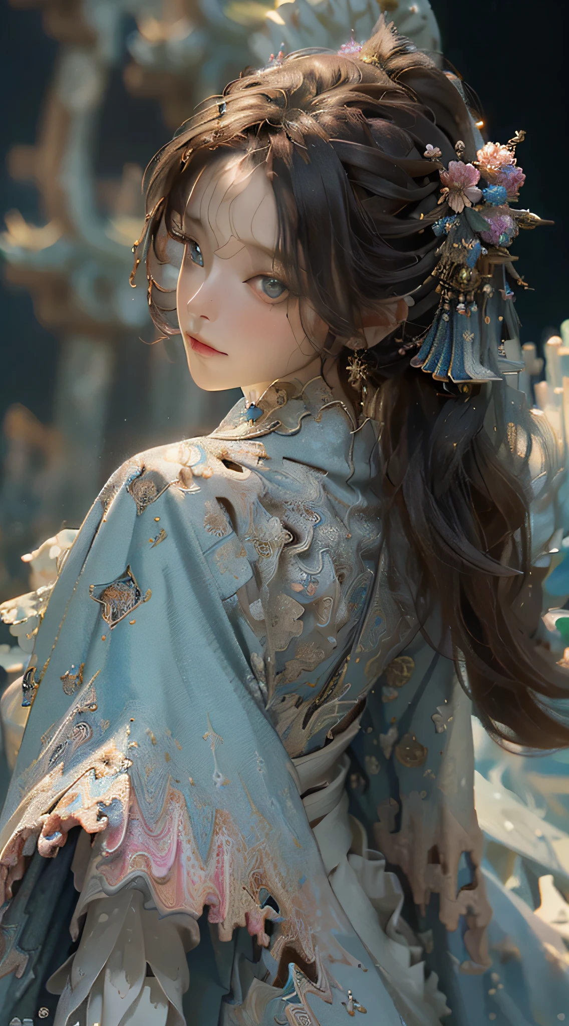 (masterpiece, top quality, best quality, official art, beautiful and aesthetic:1.2), (1girl:1.3), (fractal art:1.3),