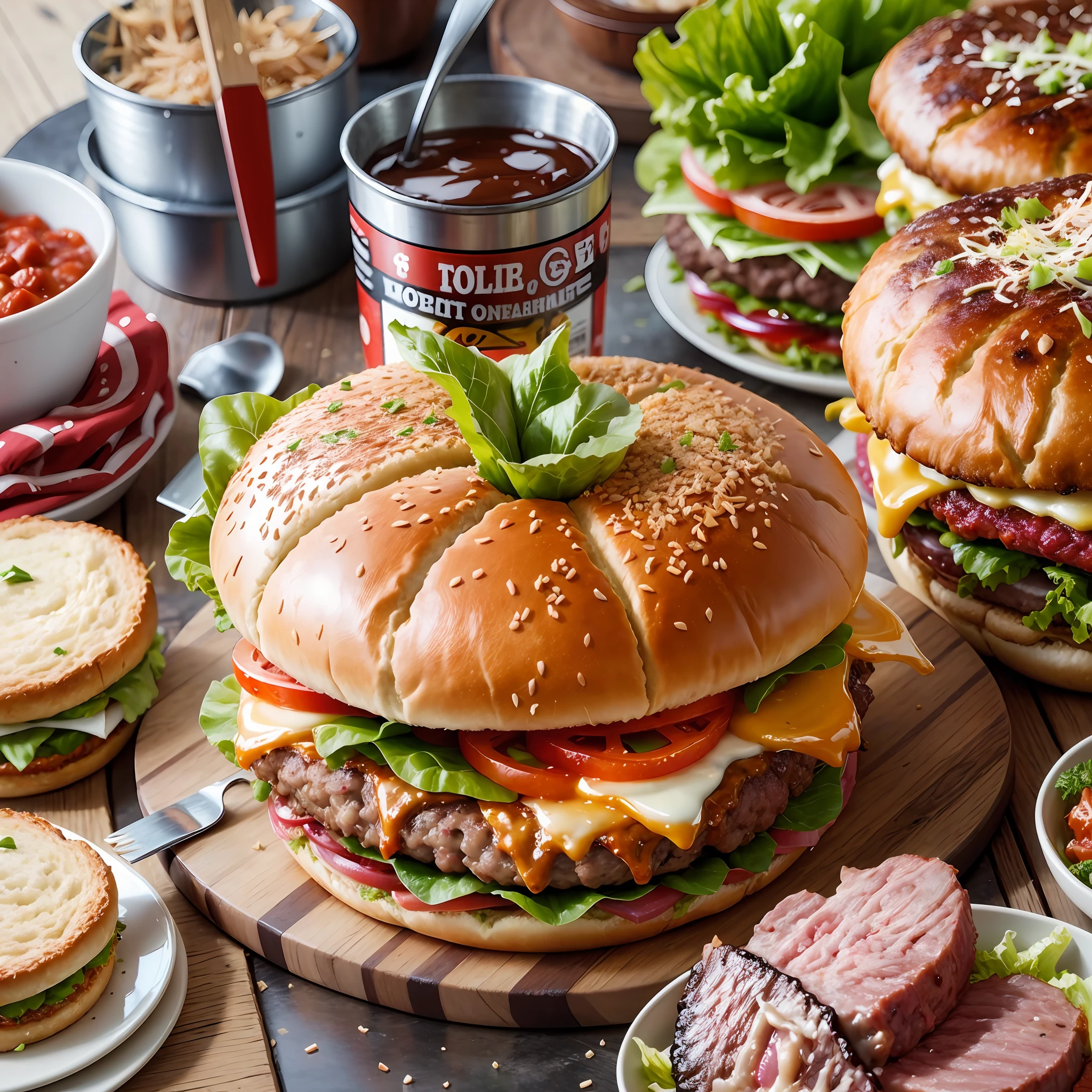 Giant hamburger, meat, lettuce, smoke --auto --s2