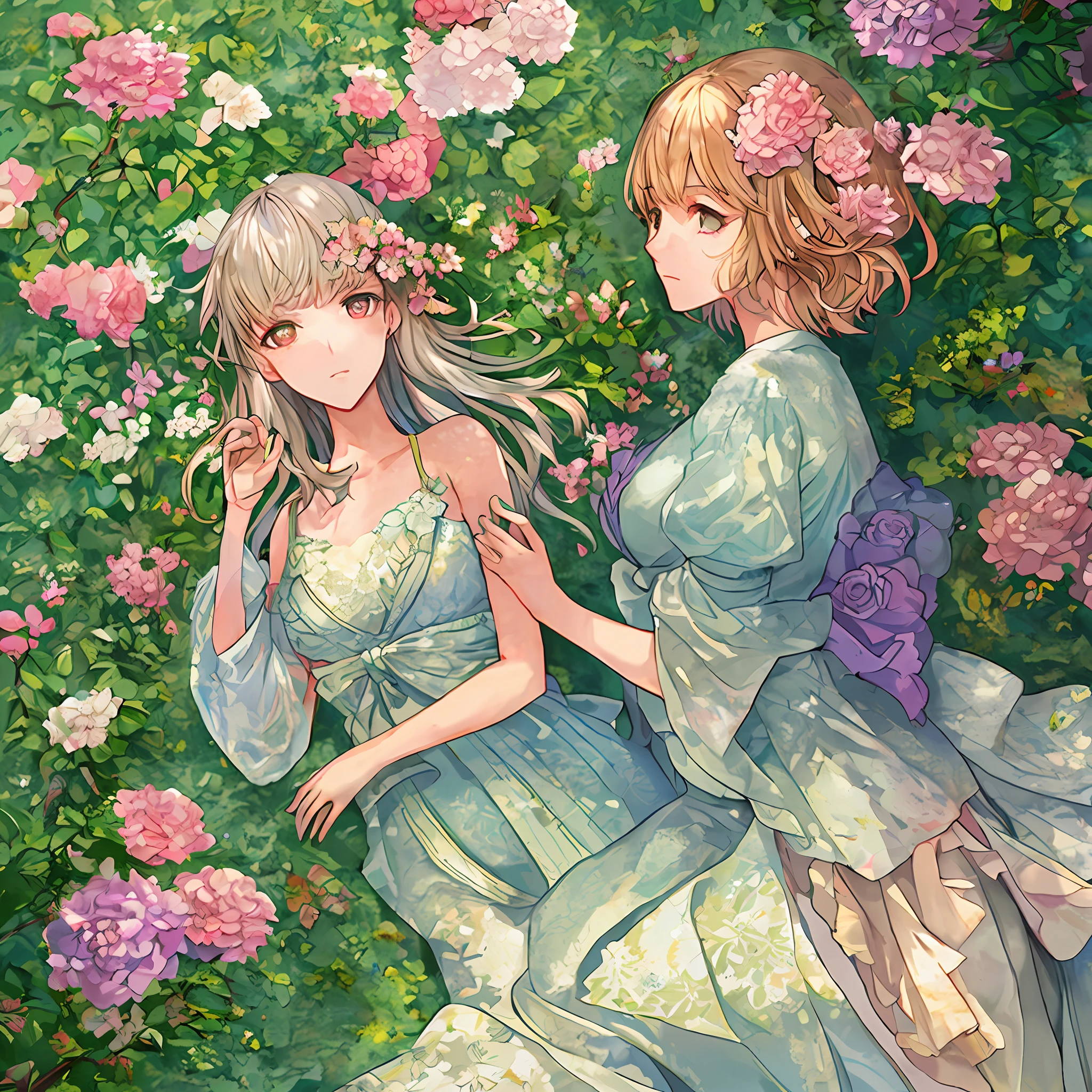 Botanical tile, soft beige, pale pink, handmade paper, lovely flowers, intricate watercolor details, ambient occlusion shading