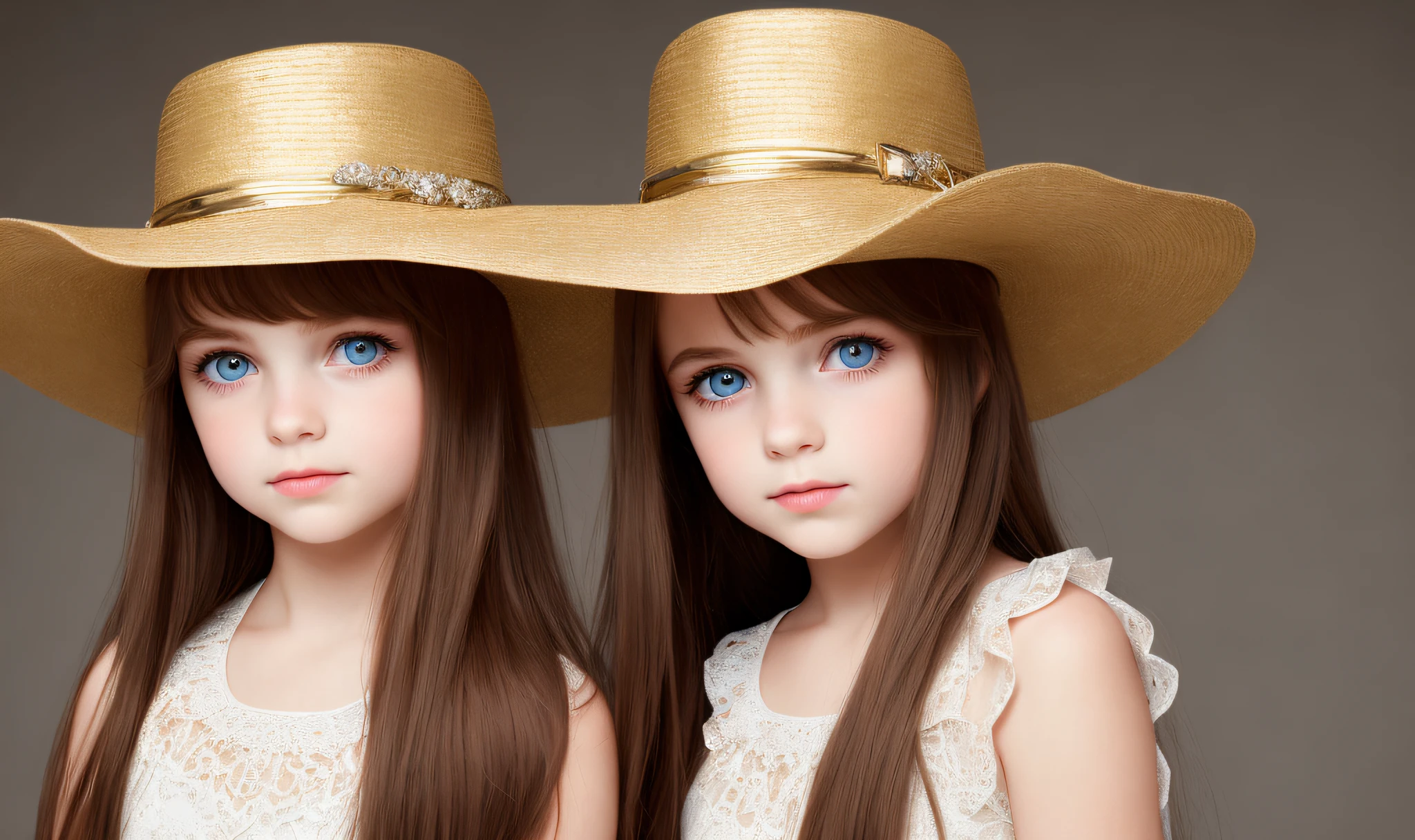 ((Masterpiece, Superb, Super Detailed, High Resolution)), solo, beautiful girl RUSSIAN CHILD STRAIGHT HAIR, bright eyes, perfect eyes, 10 years, black and white gold theme, OF HAT.