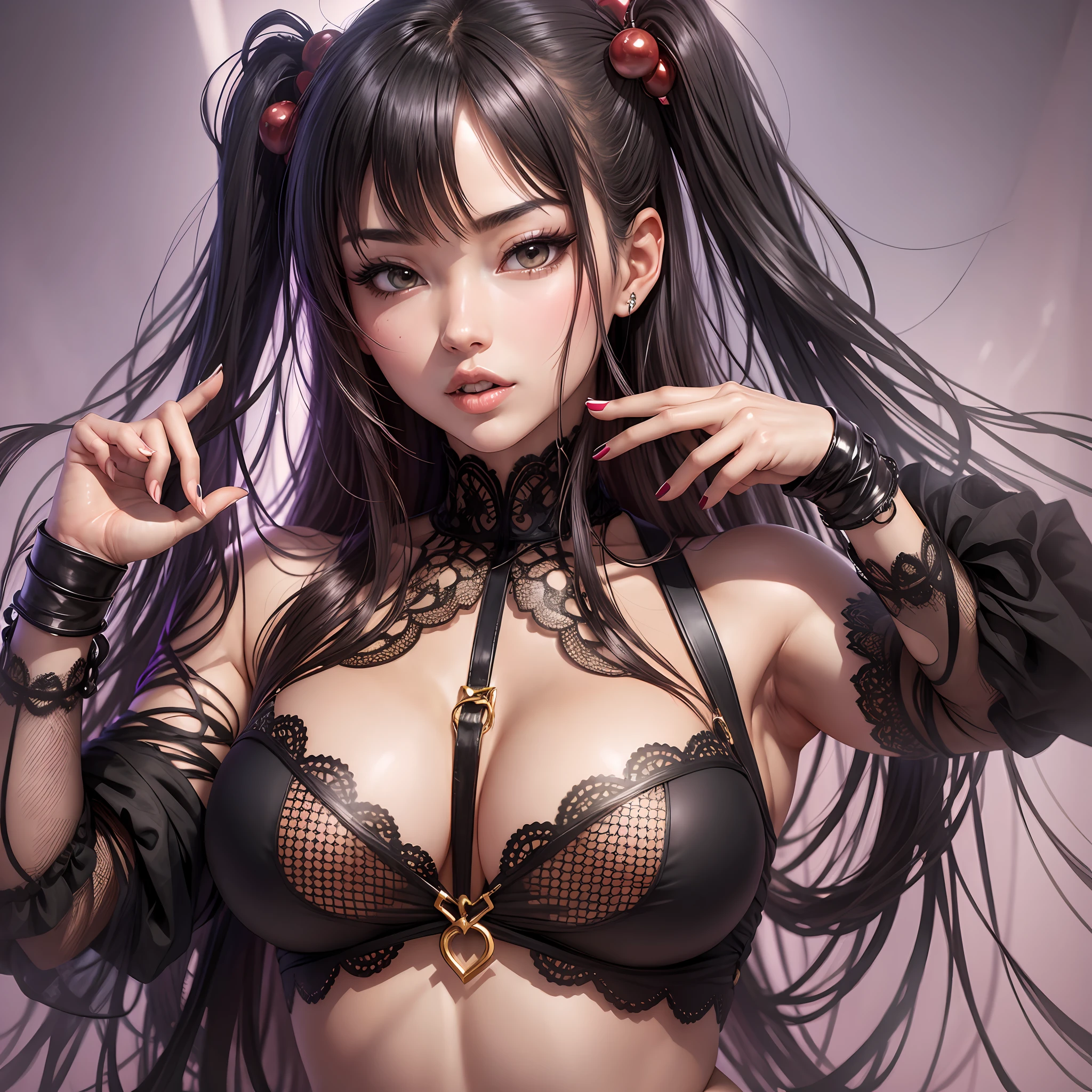 Hot style woman with sexy poses with hand near hentai anime panties --auto --s2