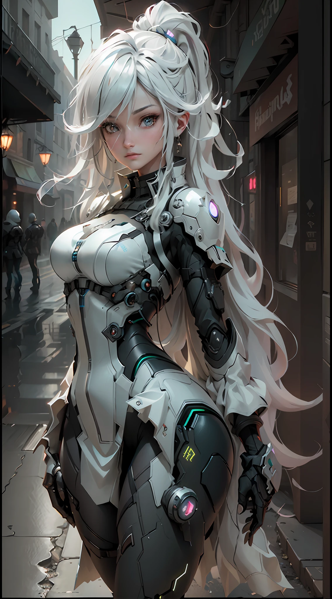 ((Best quality)), ((masterpiece)), (detailed:1.4), 3D, an image of a beautiful cyberpunk female,HDR (High Dynamic Range),Ray Tracing,NVIDIA RTX,Super-Resolution,Unreal 5,Subsurface scattering,PBR Texturing,Post-processing,Anisotropic Filtering,Depth-of-field,Maximum clarity and sharpness,Multi-layered textures,Albedo and Specular maps,Surface shading,Accurate simulation of light-material interaction,Perfect proportions,Octane Render,Two-tone lighting,Wide aperture,Low ISO,White balance,Rule of thirds,8K RAW,