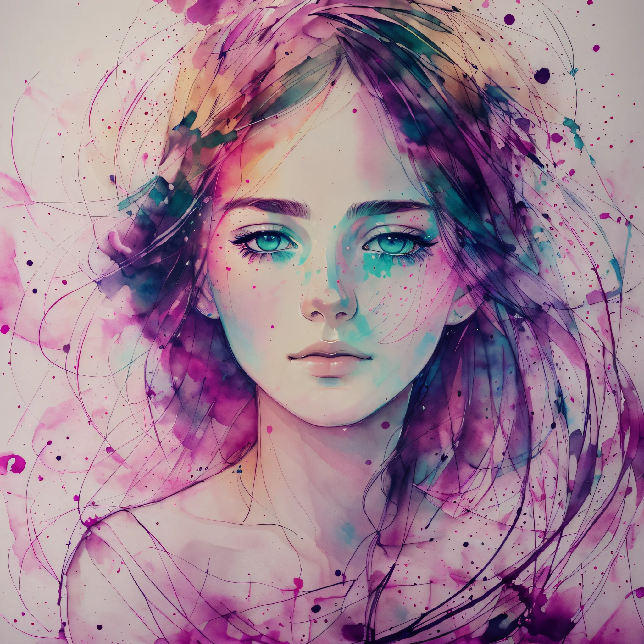 a woman by agnes cecile, luminous design, pastel colours, ink drips, autumn lights --auto --s2
