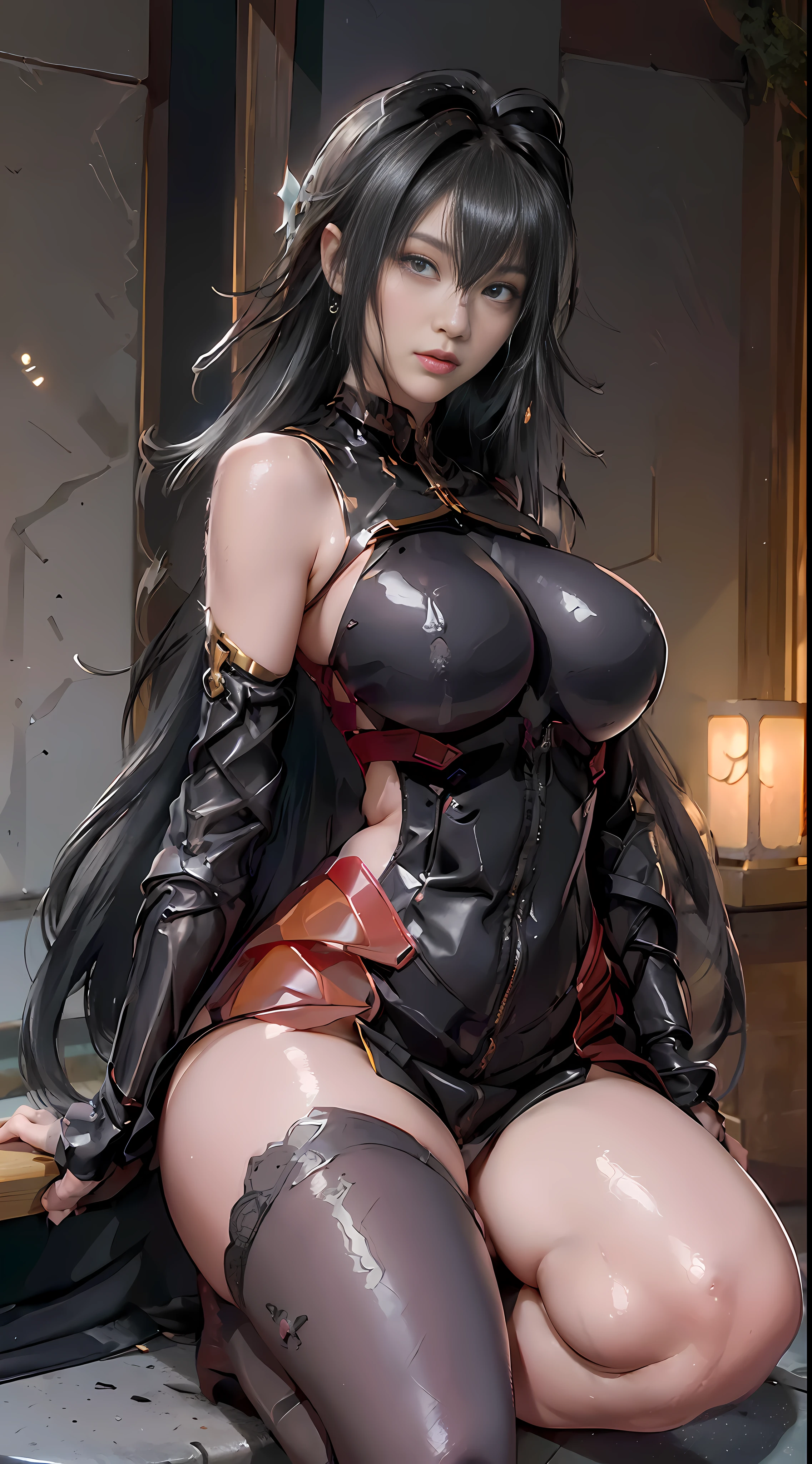 (Best Quality), ((Masterpiece), (Detail: 1.4), 3D, A Beautiful Cyberpunk Woman, HDR (High Dynamic Range), Ray Tracing, NVIDIA RTX, Super-Resolution, Unreal 5, Subsurface Scattering, PBR Textures, Post-Processing, Anisotropic Filtering, Depth of Field, Maximum Sharpness and Clarity, Multi-layer Textures, Albedo and Highlight Maps, Surface Shading, Accurate simulation of light-material interactions, perfect proportions, Octane Render, two-color light, large aperture, low ISO, white balance, rule of thirds, 8K RAW, high slit clothes, split cheongsam, bare shoulders, large boobs, lace trim, pink tender (evening: 1.7), Japan, Tokyo, city view, window, standing under gaze, black clothing, yellow collar shirt, black and red tights, skin_tight, black legs, black pantyhose, Side_boob, Brunette hair, long hair, bangs, yellow eyes, makeup, lipstick, 1 girl, 20 years old, mature female, beautiful fingers, beautiful long legs, beautiful body, beautiful nose, beautiful character design, perfect eyes, perfect face, looking at the audience, NSFW, official art, extremely detailed CG unity 8k wallpaper, perfect lighting, colorful, Bright_Front_face_Lighting, (Masterpiece: 1.0), (best_ quality:1.0), ultra high resolution, 4K, ultra detail, photography, 8K, HDR, high resolution, absurd:1.2, kodak portera 400, film grain, background blur, bokeh:1.2, lens flare, (vibrant_color:1.2) (beautiful, large_Breasts:1.4), (beautiful_face:1.5), (narrow_waist), transparent, lace trim, Lace seduction, bare legs, miniskirt, long legs, thighs, big breasts, huge breasts, split skirt, pink lace trim, buttocks, big breasts, big breasts, big breasts, high split cheongsam, coquettish type, seductive, coquettish, coquettish, big breasts, big breasts, big breasts, chest leakage, bursting breasts, big breasts, seduction, tall figure, white skin and beauty, white hair, fat buttocks, fat buttocks, big buttocks, naked, nothing worn, especially short clothes, bare waist, thong , riotous look, loose long hair, spread legs, half squat, confused, Show between your legs, lie on the ground, put your hands between your legs, and touch your panties