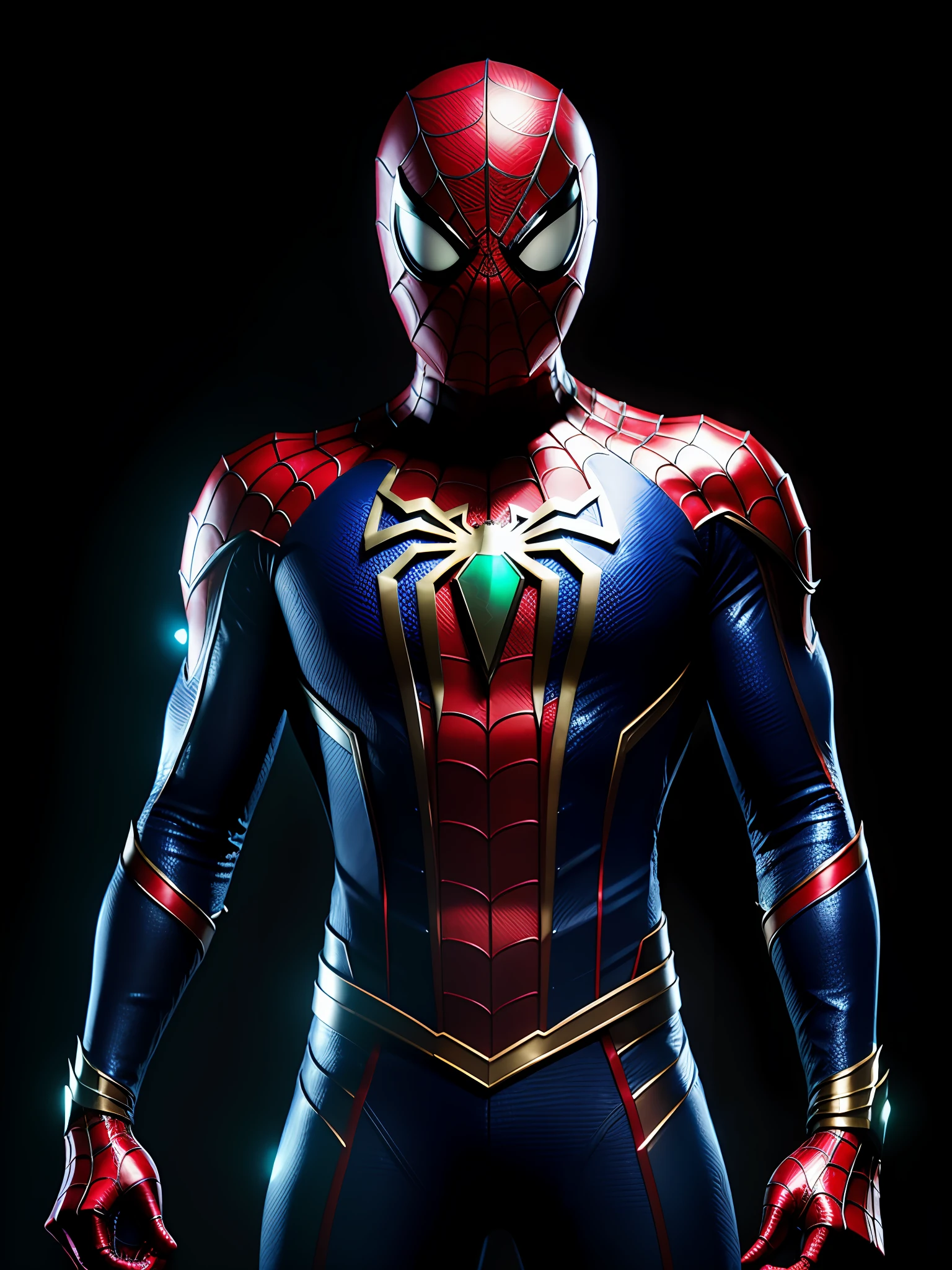 midjourny-v4 style, Professional Photoshot medium a spiderman perfectly played by gwen Stacy with highly detailed intricate cybernetics outfit, highly detailed beautiful face, standing in darkness with black particles surrounded the body, proportional body shape + perfect anatomy, symetrical dynamic pose, volumetric shadow, neon glowing dust particles effect + detailed particles, full hd render + 3d octane render + unreal engine 5 graphic 4k UHD + immense detail + dramatic lighting + well lit + intricate + fine details + octane render + Ray tracing + 8k + sharp focus + high vibran contrast, in the style Marvel style, trending on ArtStation