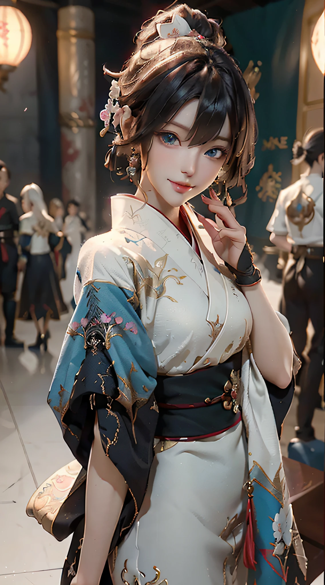 ((Best Quality, 8K, Masterpiece: 1.3)), 1girl, Slim Abs Beauty: 1.3, (Hairstyle Casual: 1.2), Dress: 1.1, Super Fine Face, Fine Eyes, Double Eyelids, Shyness, Dynamic Pose, Smile, Anime Girl with White Hair and Blue Eyes Holding a Fan, White Hair God, Kusart Krenz Key Art Feminization, Onmyoji Detailed Art, Onmyoji Portrait, Detailed Digital Anime Art, Best Anime 4K Konachan Wallpaper, Anime Goddess, High Detail Official Art , detailed anime art, portrait of female anime hero, Onmyoji