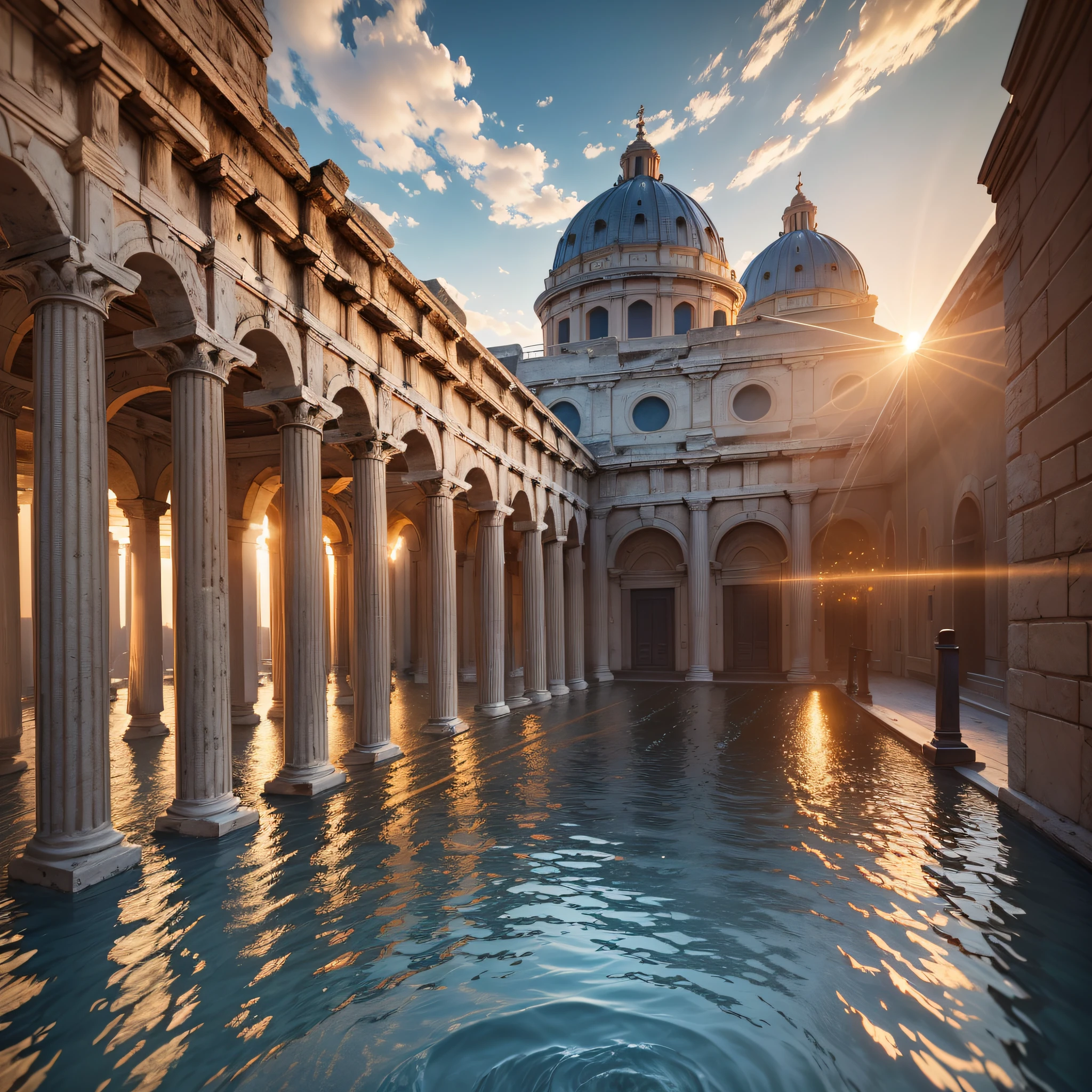 background of a place in ancient rome with various greek columns, masterpieces, best quality, intricate details, absurdity, high detail RAW color photo, very detailed, rough lighting, cinematic lighting, contrast, bright light, gigapixel, 8k resolution, film, octane rendering, unreal, high definition, 8k uhd, professional lighting, photon mapping, radiosity, physics-based rendering, award-winning photography,  backlight, ray tracing, cinematic lighting --auto --s2