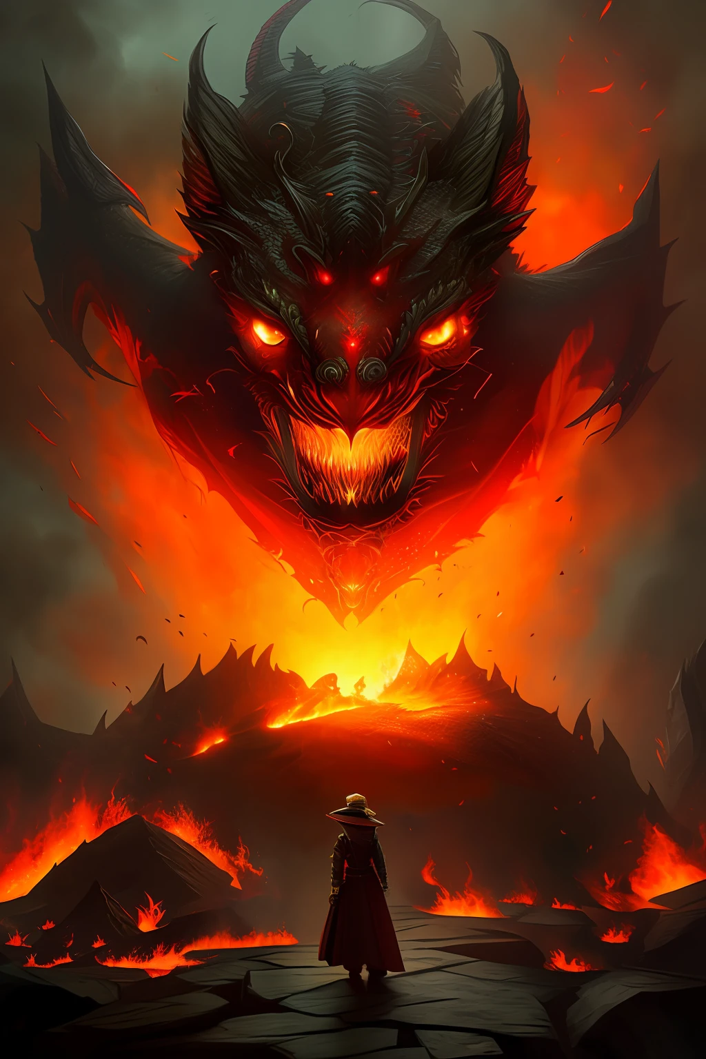 red dragon on fire