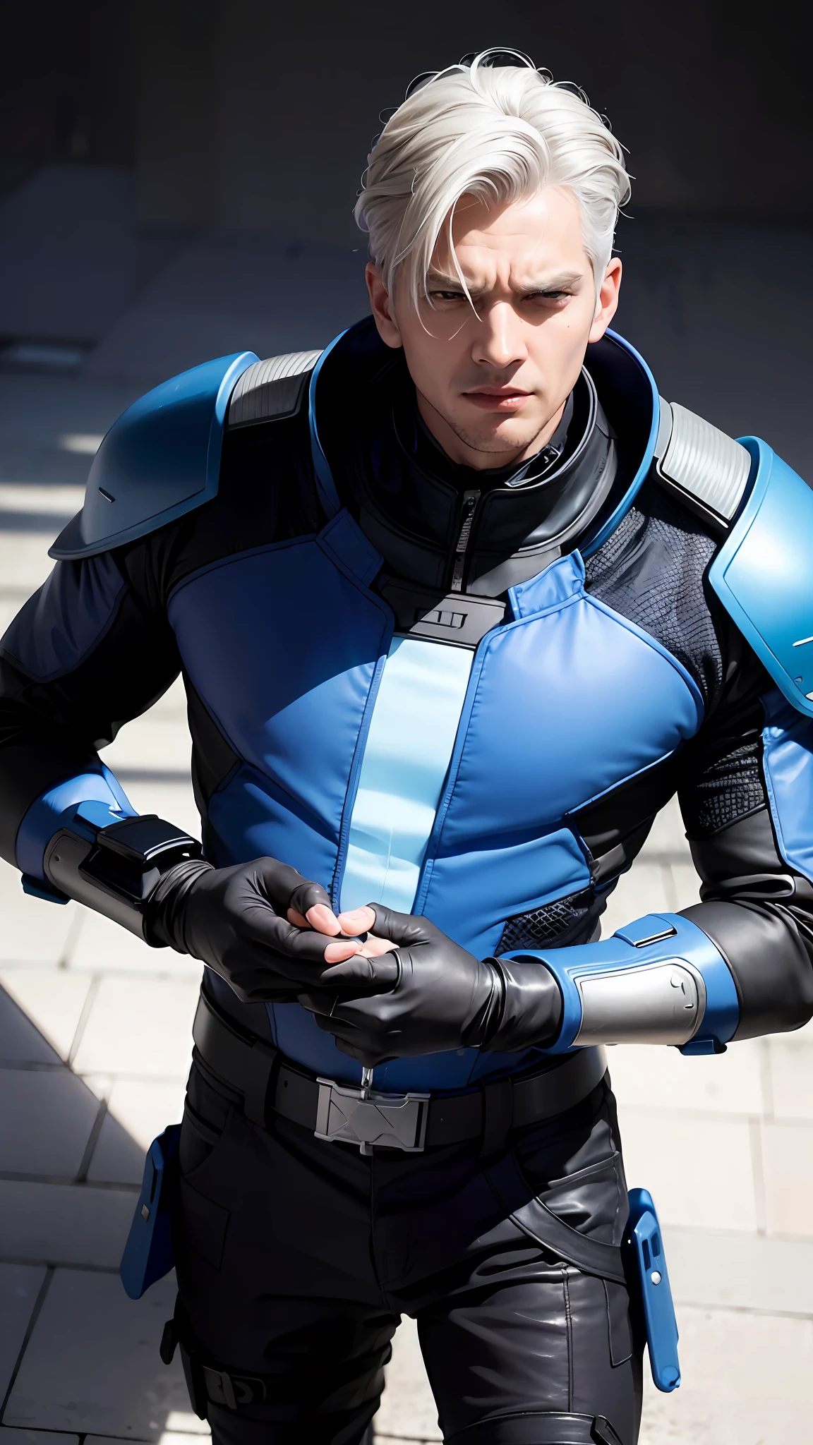 Garrus Vakarian, mass effect, Garrus, screaming, furrowed brows, angry,mad scream, crying, hopeless man with grey hair wearing a long leather coat, running, man wearing a black bonet, man with grey messy long hair, combat boots, in a dynamic pose, fighting, strained facial features, man in combat, sci fi, (8k, RAW photo, photorealistic:1.25) ,( lipgloss, eyelashes, man, gloss-face, glossy skin, dark skin, dark snik, male, best quality, ultra highres, young man, depth of field, chromatic aberration, caustics, Broad lighting, natural shading,Kpop idol) looking at viewer with a serene and god-like happiness, playful alluring smirk