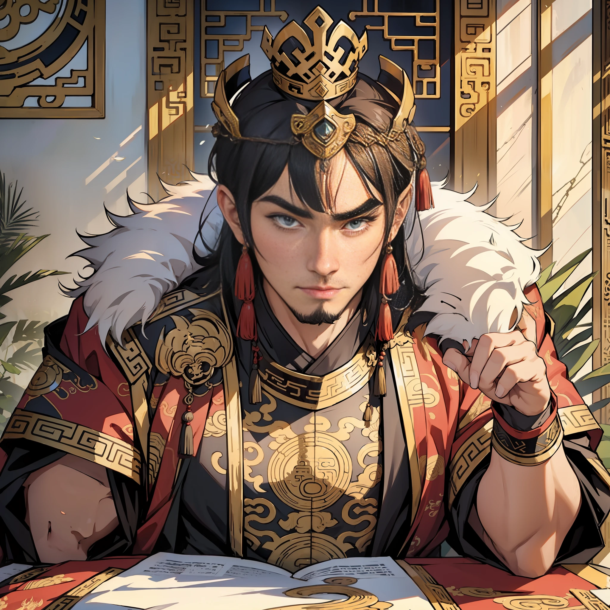 A middle-aged emperor, majestic, magnificent, majestic, ancient China