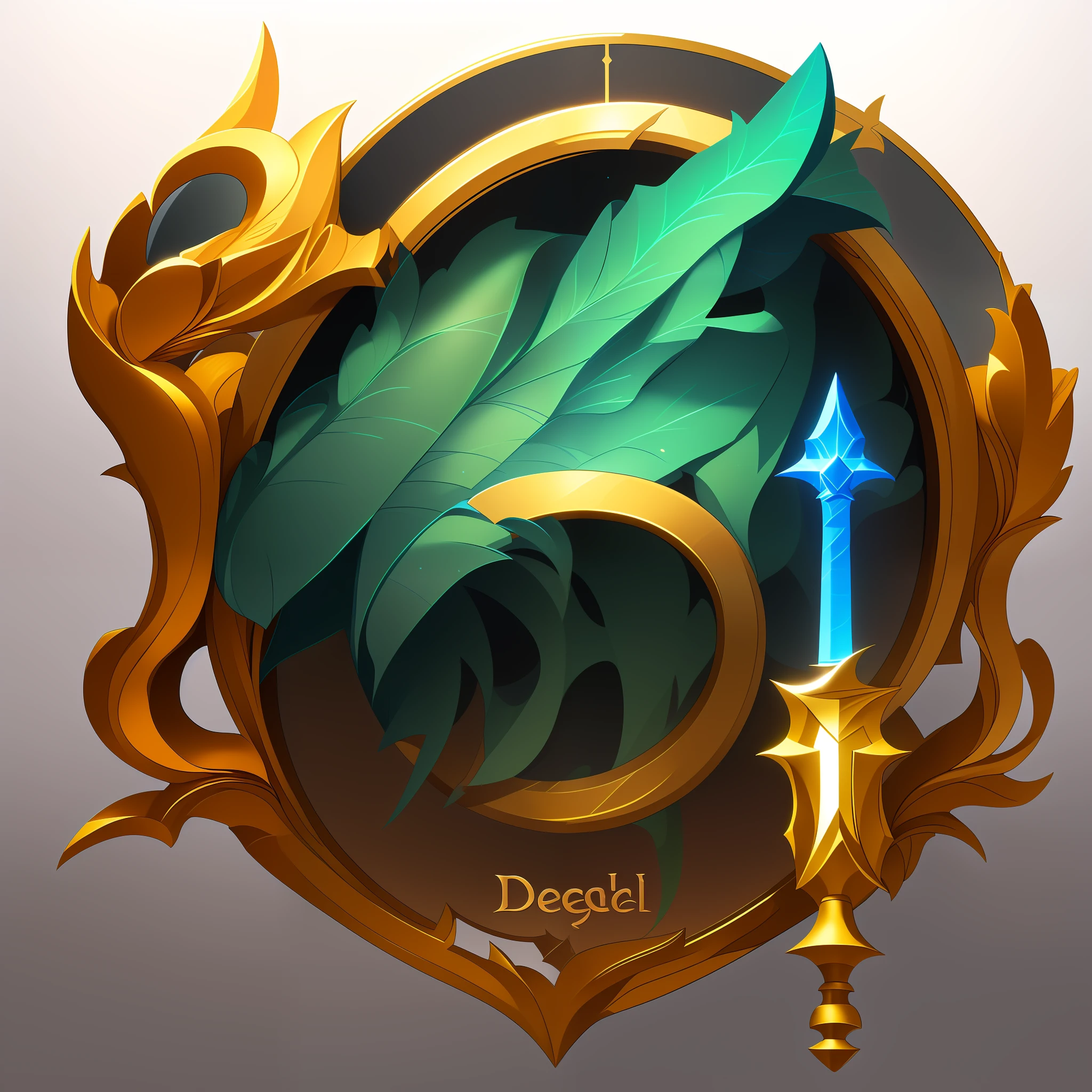 Logo with the name Dégel, A sword, light effect, cartoon, sculpt, future style, black background game icon, masterpieces, 4k
Transparent background, 3D rendering
2D, blender cycle, Volume light,
No human, objectification, fantasy,