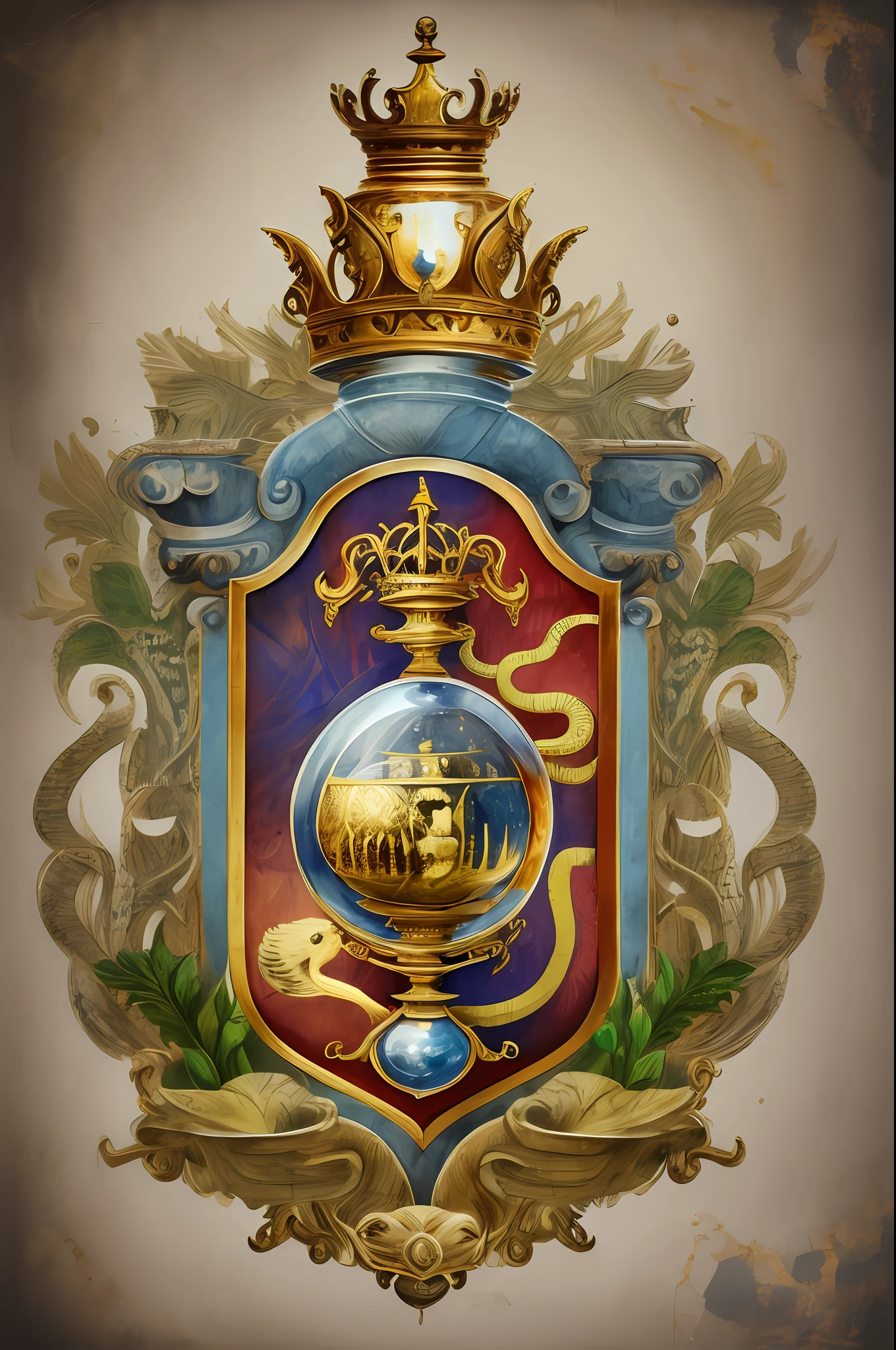dentistry coat of arms, featuring a tooth with a crown, an hourglass and a snake. --auto --s2