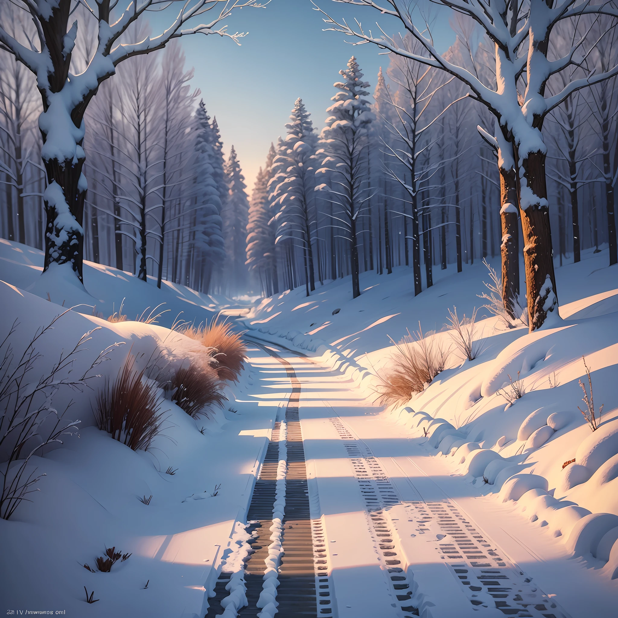 Winter: Snowy, lonely shadows, icy and snowy --auto --s2