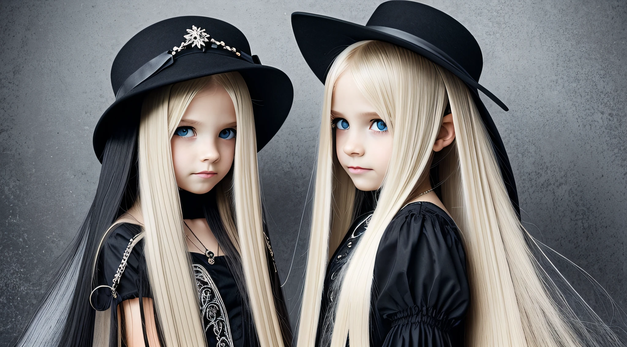 GIRLS CHILDREN, BLONDES WITH VERY LONG STRAIGHT HAIR GOTHS