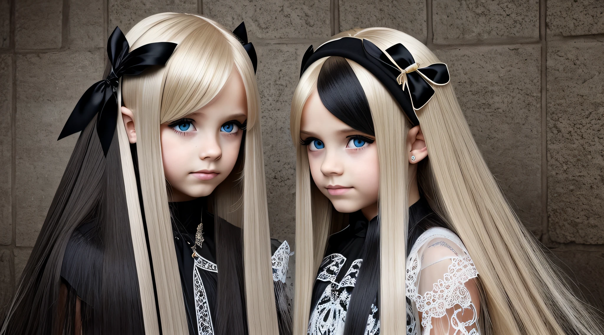 GIRLS CHILDREN, BLONDES WITH VERY LONG STRAIGHT HAIR GOTHS