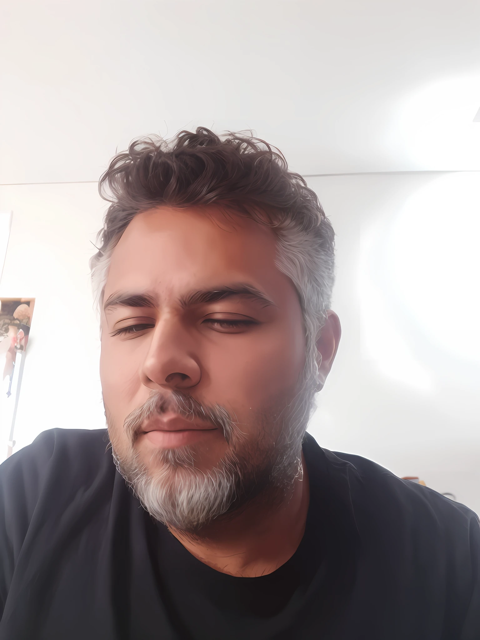 There's a man with a beard and black shirt, estivo anime,