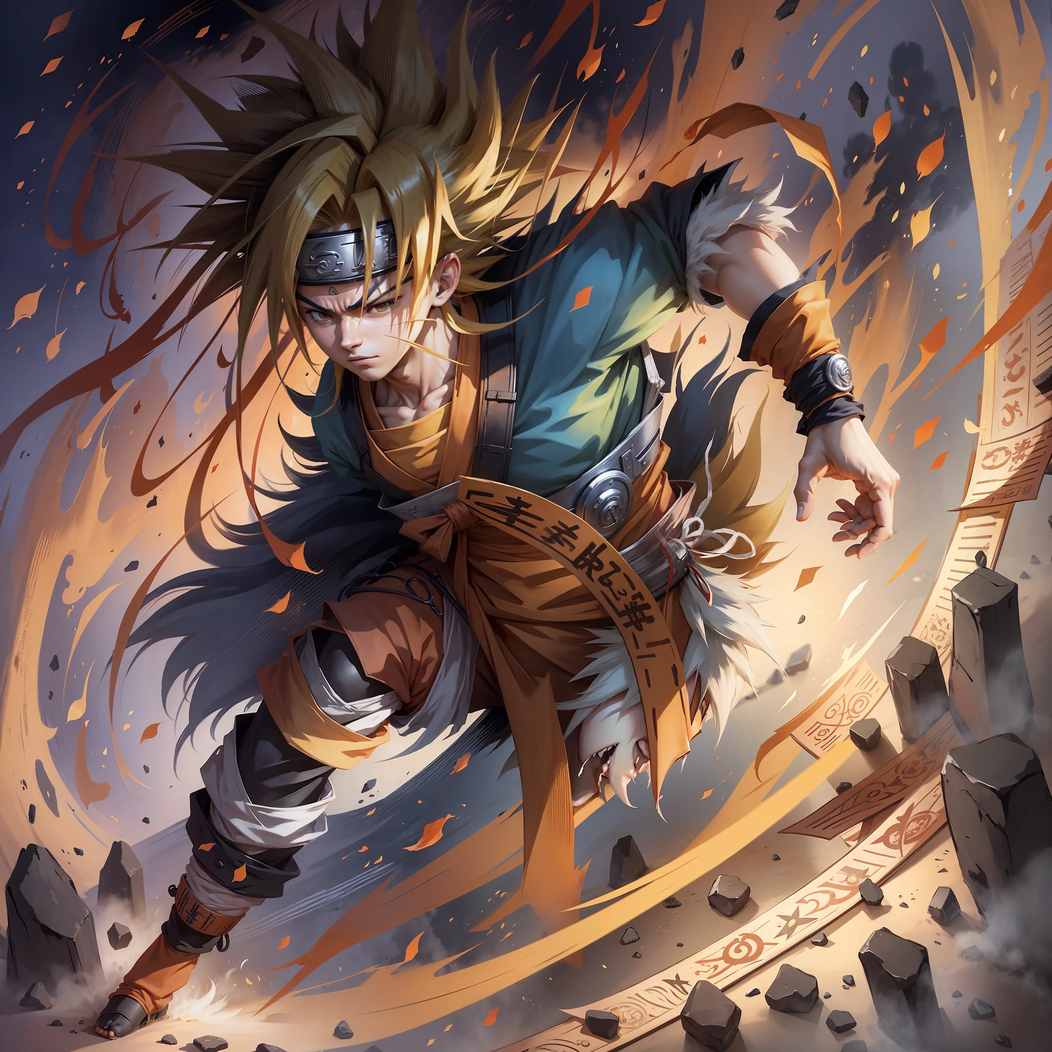 Naruto, with Goku outfit, realistic, 8K --auto --s2