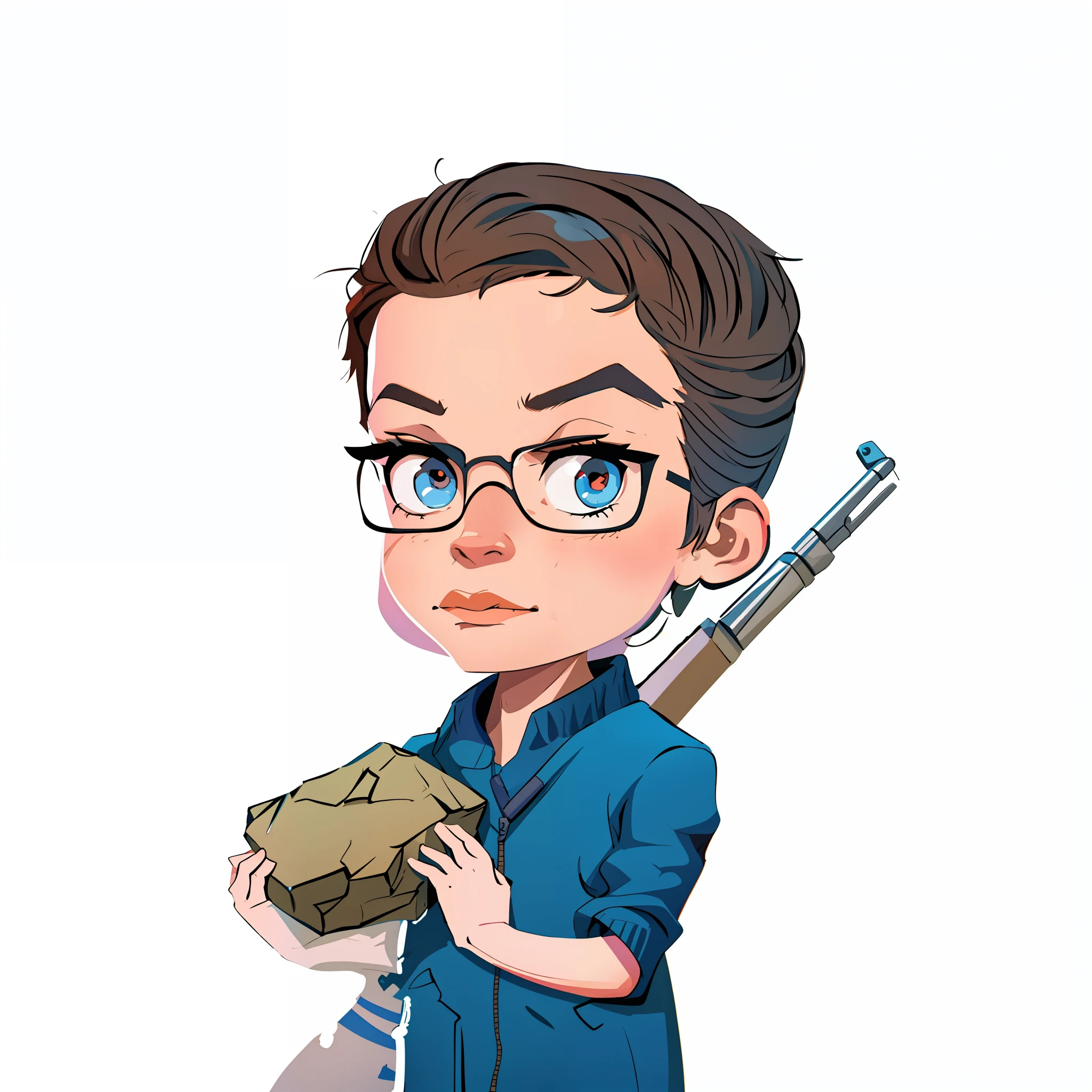 cartoon of a man holding a gun and a stone, character portrait of me, character concept portrait of me, edd, by Alejandro Obregón, in cartoon style, cartoon art style, avatar for website, rpg_portrait, inspired by Patrick Brown, detailed 2d illustration, varguyart style, 2. 5D Illustration, 2D Illustration, 2D Illustration