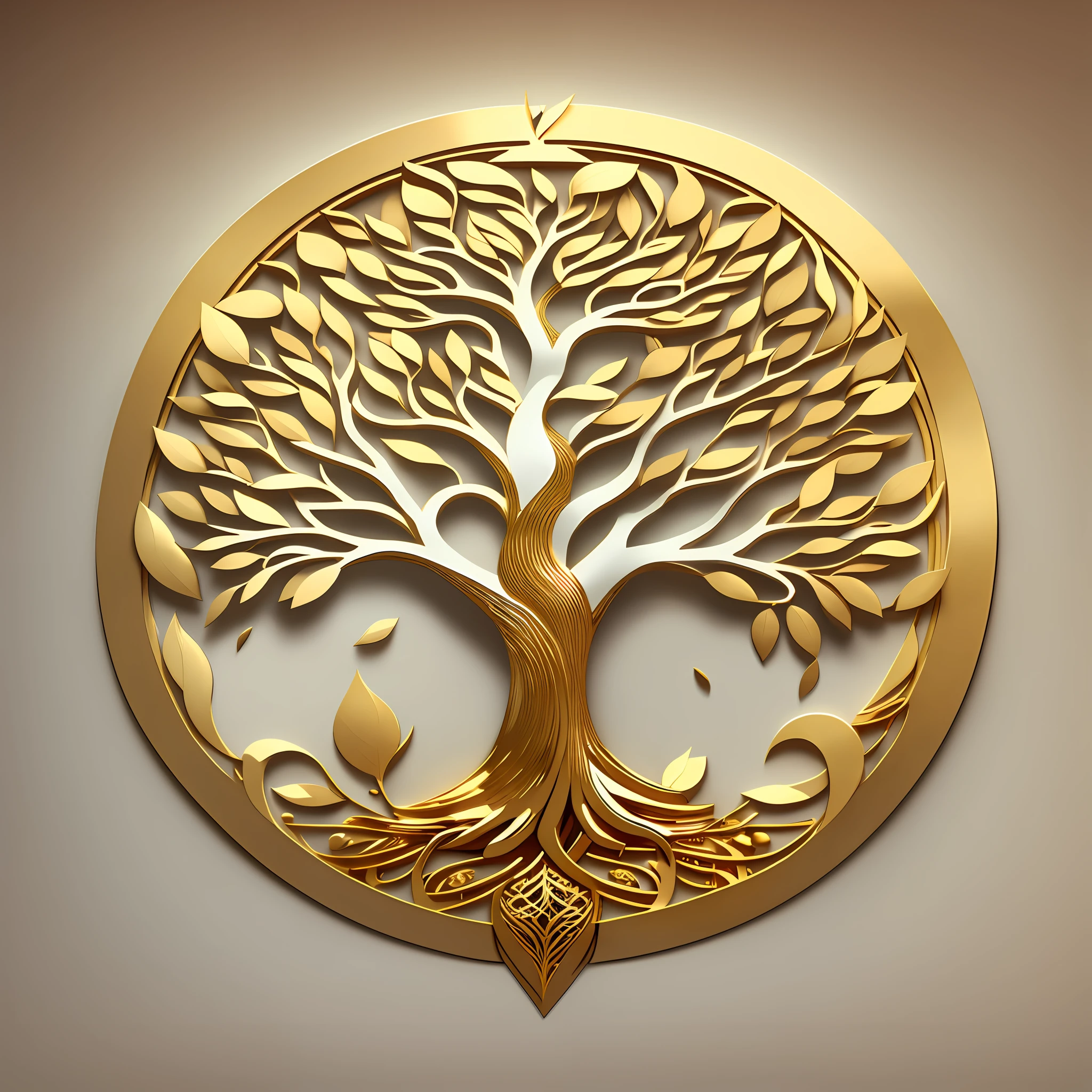 Full logo, centered, white background, family therapy, minimalist, 2d, divine tree, tree of life, JP letters, gold,