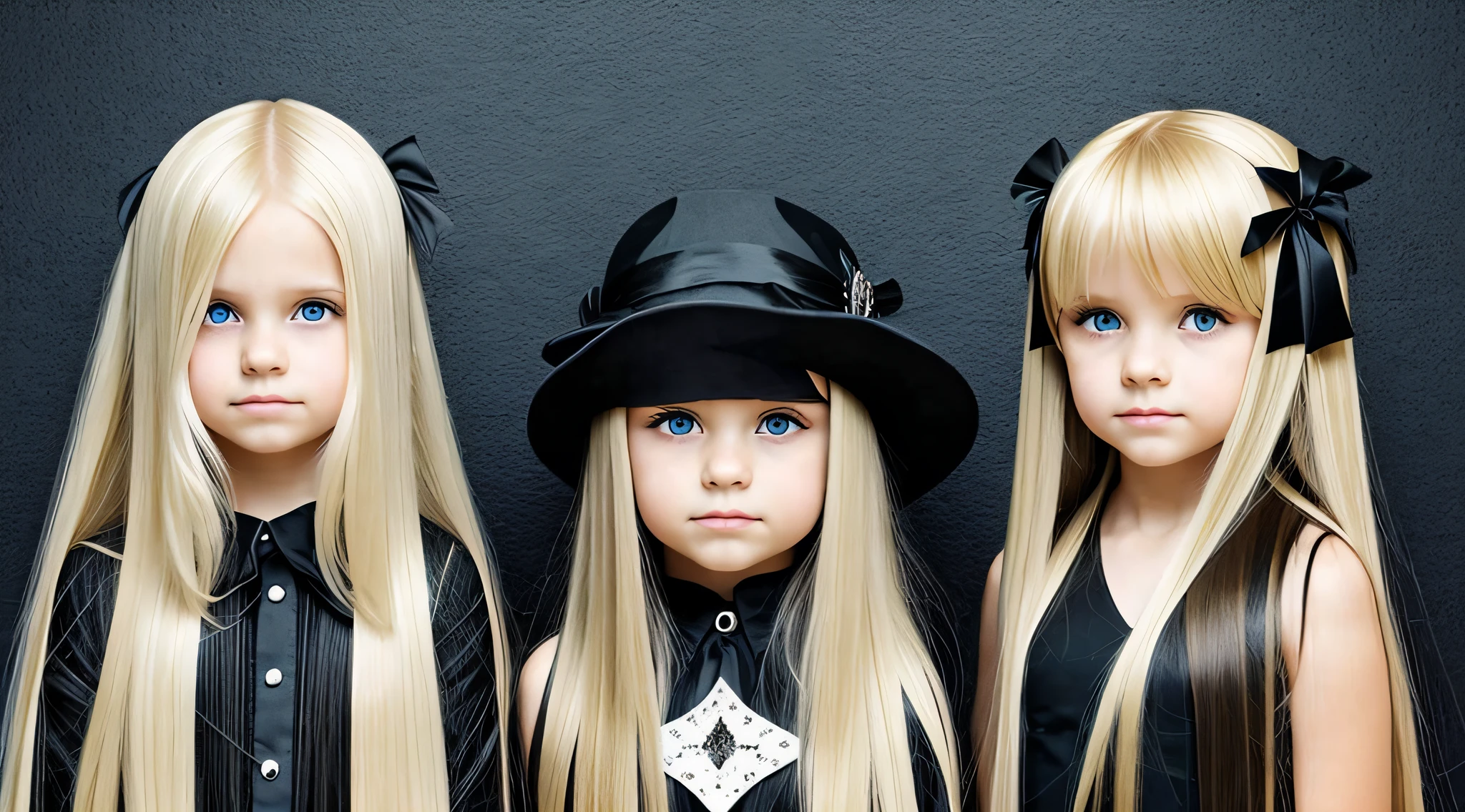 CHILDREN'S GIRLS, BLONDES WITH VERY LONG STRAIGHT HAIR GOTHS.