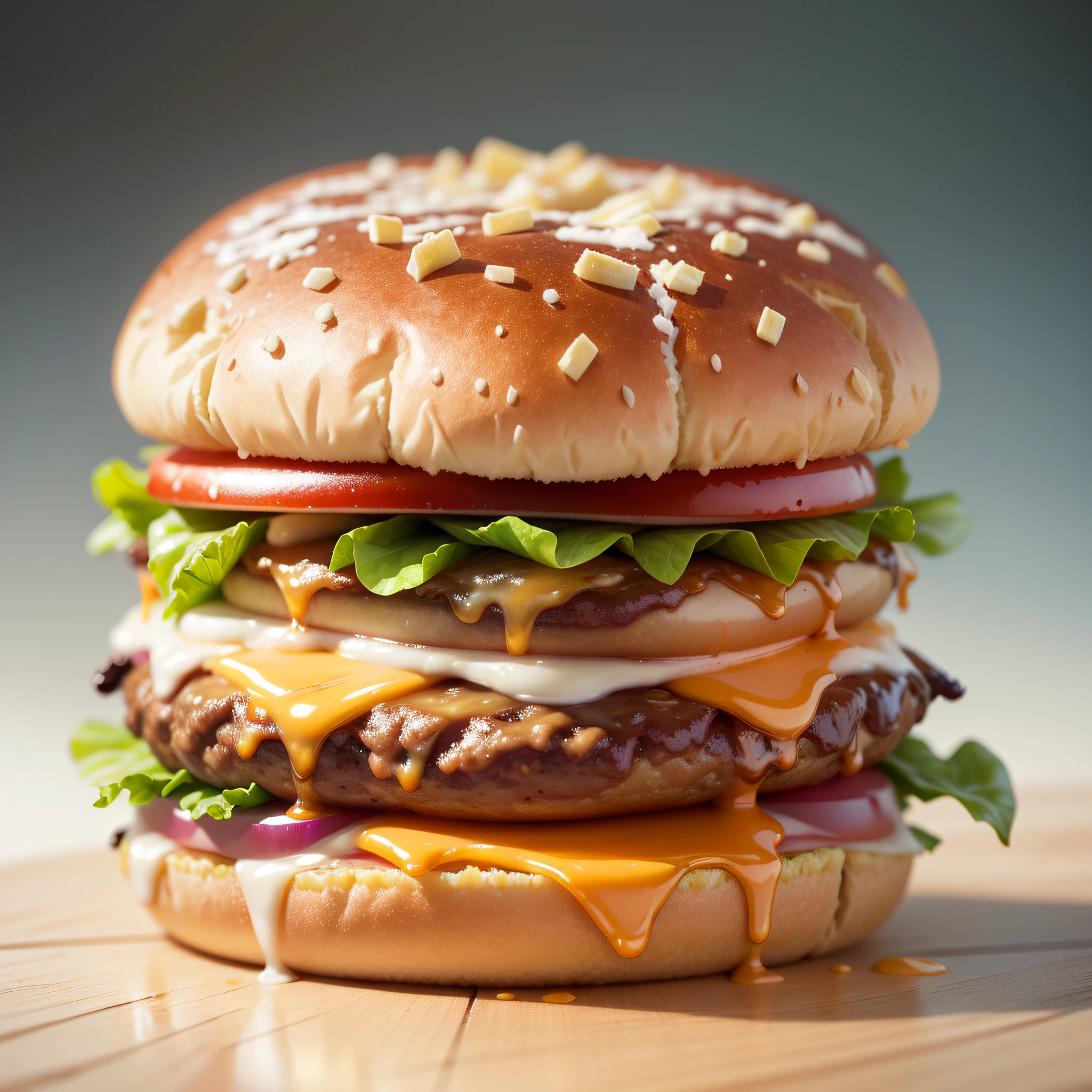 best quality, ultra high res, (photorealistic:1.4), ultra-detailed,incredibly detailed, foil package, big mac, fried meat, wet lettuce, melting cheese, --auto --s2