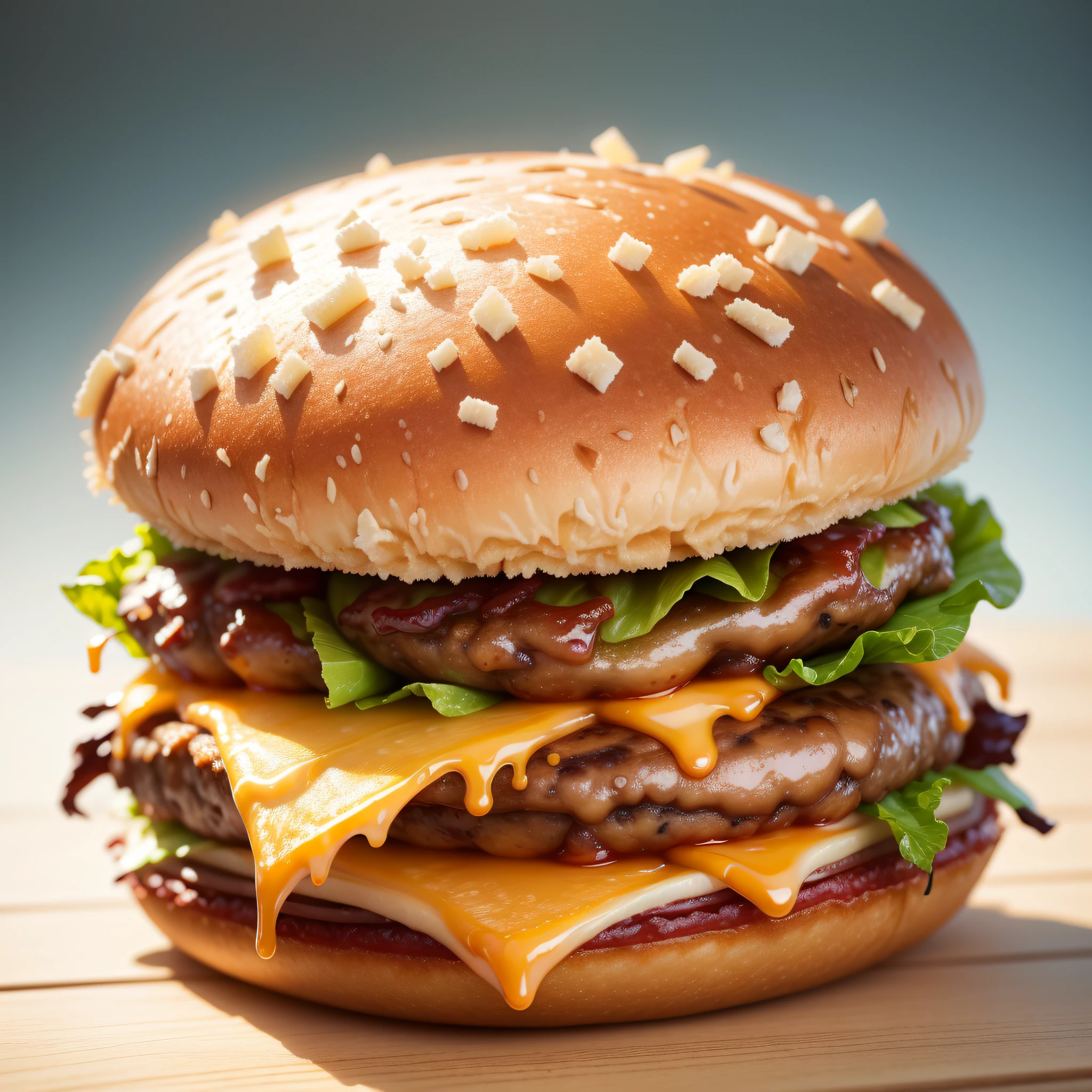 best quality, ultra high res, (photorealistic:1.4), ultra-detailed,incredibly detailed, foil package, big mac, fried meat, wet lettuce, melting cheese, --auto --s2