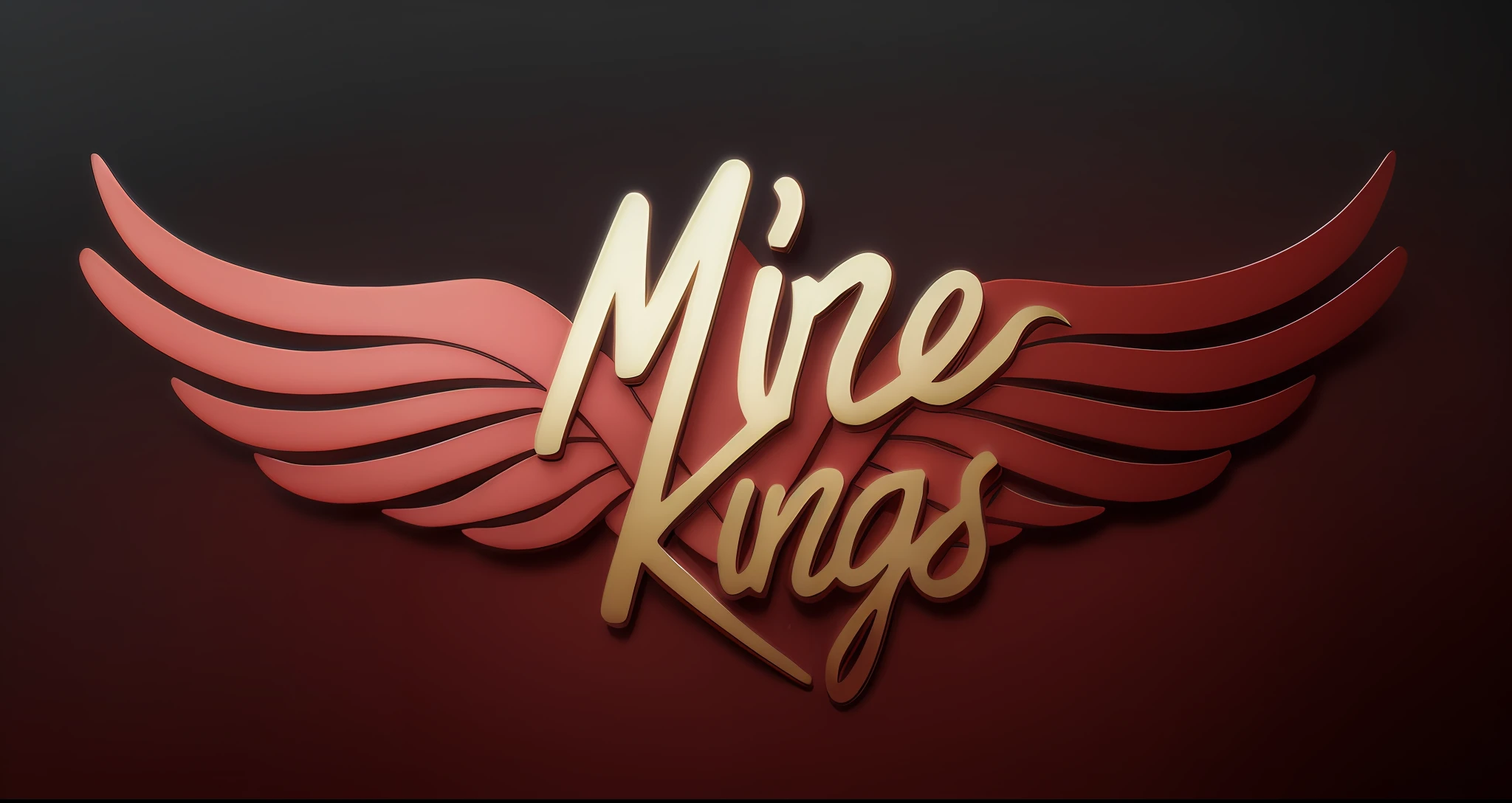 a closeup of a logo with a wing on it, mines, mine kings, by Mirko Rački, header with logo, mike, metal wings, mining, inspired by Mirko Rački, highres, miner kilbourne kellogg, logo, logo, mike mignogna, mecha wings, wings, high res, red wings