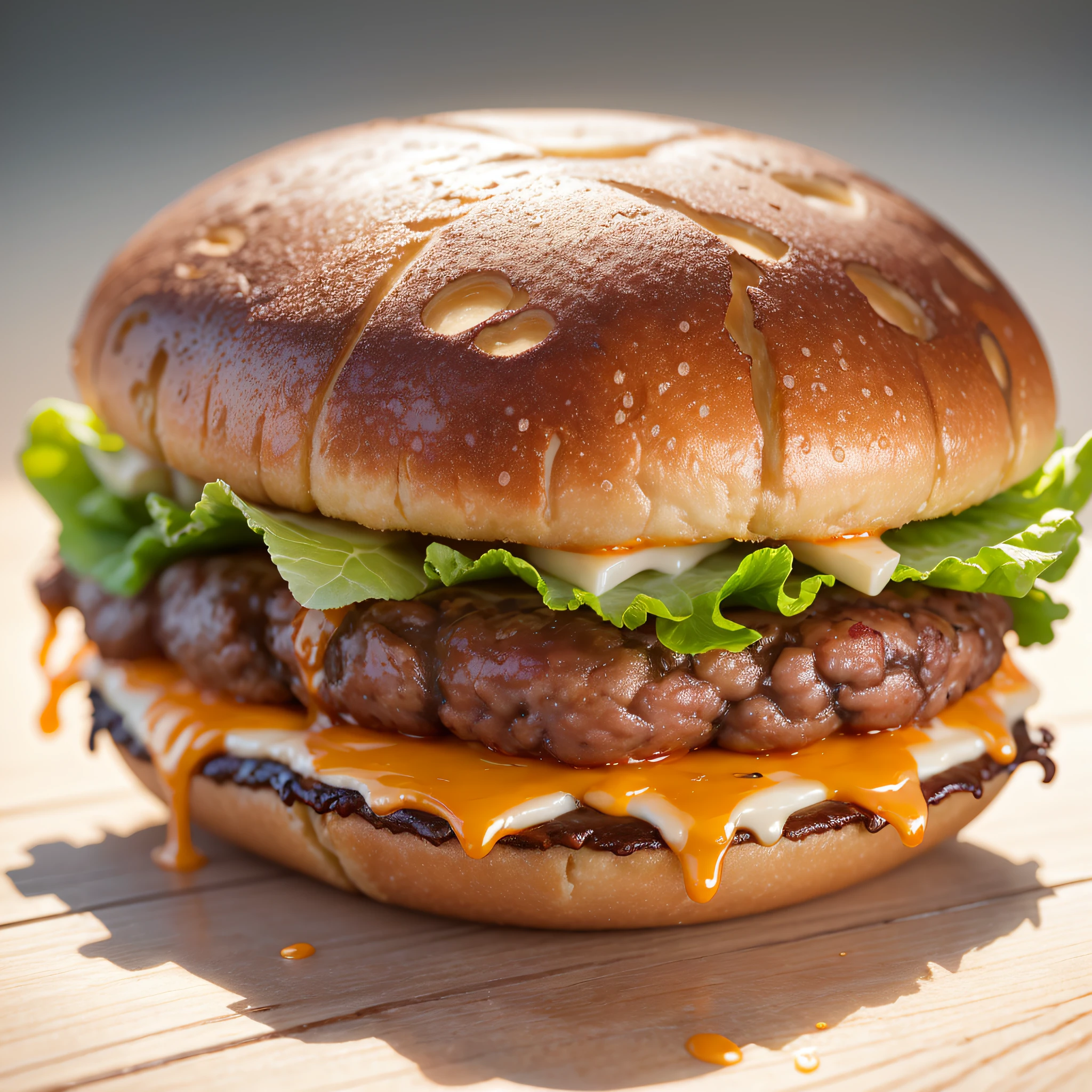 best quality, ultra high resolution, (photorealistic: 1.4), ultra-detailed, incredibly detailed, volumetric light, aluminum package, big mac, fried meat, wet lettuce, melting cheese, --auto --s2