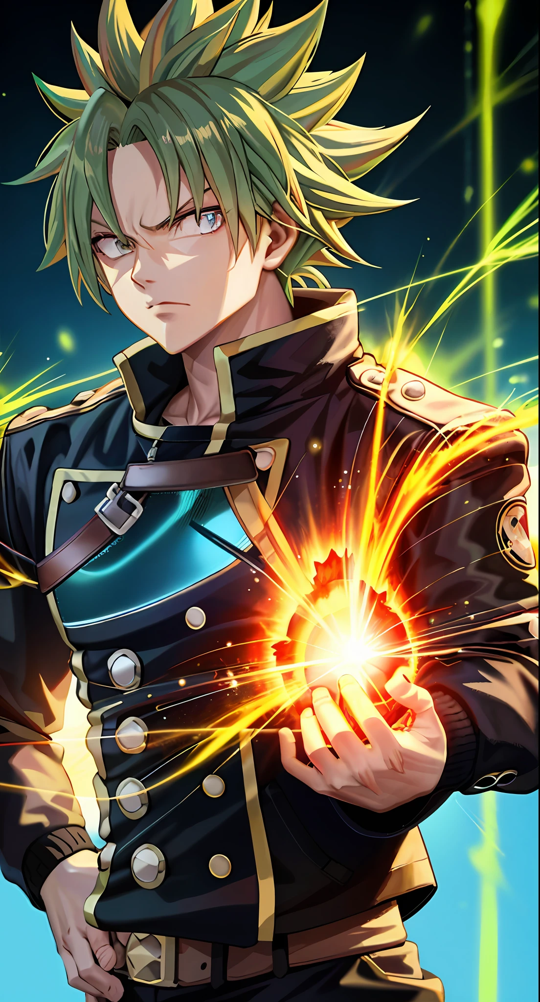 a closeup of a person wearing headphones and a jacket, broly, high quality anime art, badass 8k anime, wallaper anime, inspired by Károly Brocky, 4k anime style, epic anime style, anime style. 8k, 8k high quality detailed art, official art, cyberpunk style