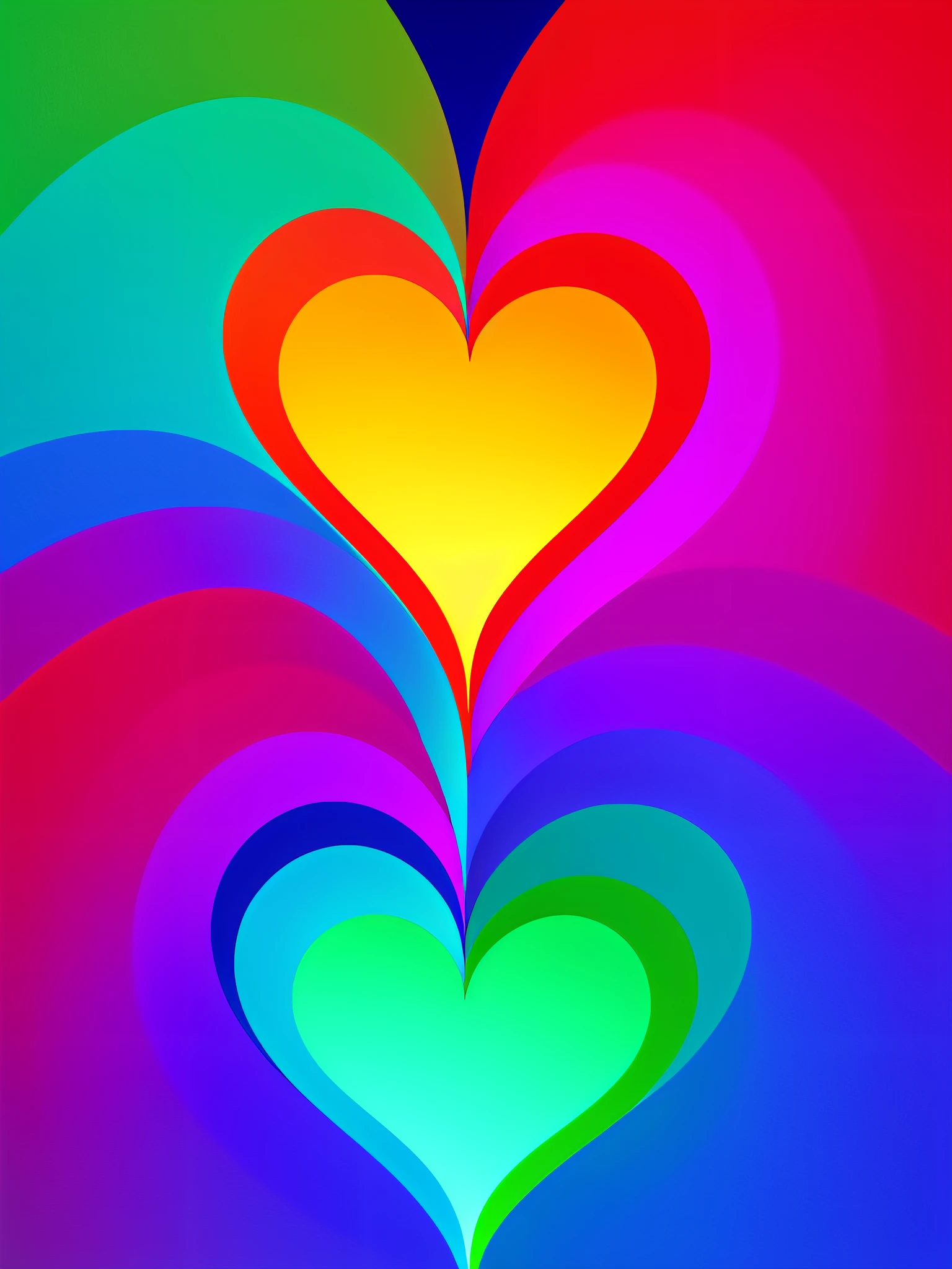 The energy lines form a tight heart shape, their edges touching as they share a heartfelt moment, Illustration, digital art with warm and vibrant colors, symbolizing the power of the friendship and love, --ar 9:16 --v 5