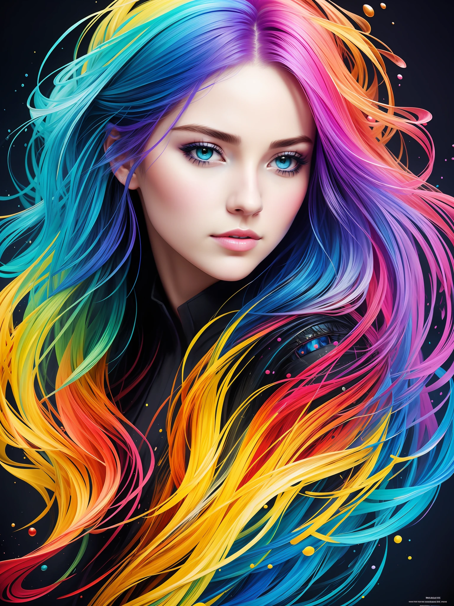 Colorful beautiful girl: a giru 28-years old, messy hair, oil painting, nice perfect face with soft skinice perfect face, blue yellow colors, light purple and violet additions, light red additions, intricate detail, splash screen, 8k resolution, masterpiece, cute face,artstation digital painting smooth veryBlack ink flow: 8k resolution photorealistic masterpiece: intricately detailed fluid gouache painting: by Jean Baptiste Mongue: calligraphy: acrylic: watercolor art, professional photography, natural lighting, volumetric lighting maximalist photoillustration: by marton bobzert:, complex, elegant, expansive, fantastical, wavy hair, vibrant, Best quality details, realistic, High definition, High quality texture, epic lighting, Cinematic film still, 8k, soft lighting, anime style, masterful playing card border, random Colorful art, oil painting, blue yellow colors, light purple and violet additions, light red additions, intricate detail, splash screen, 8k resolution, masterpiece, artstation digital painting smooth veryBlack ink flow: 8k resolution photorealistic masterpiece: intricately detailed fluid gouache painting: by Jean Baptiste Mongue: calligraphy: acrylic: watercolor art, professional photography, natural lighting, volumetric lighting maximalist photoillustration: by marton bobzert:, complex, elegant, expansive, fantastical, vibrant